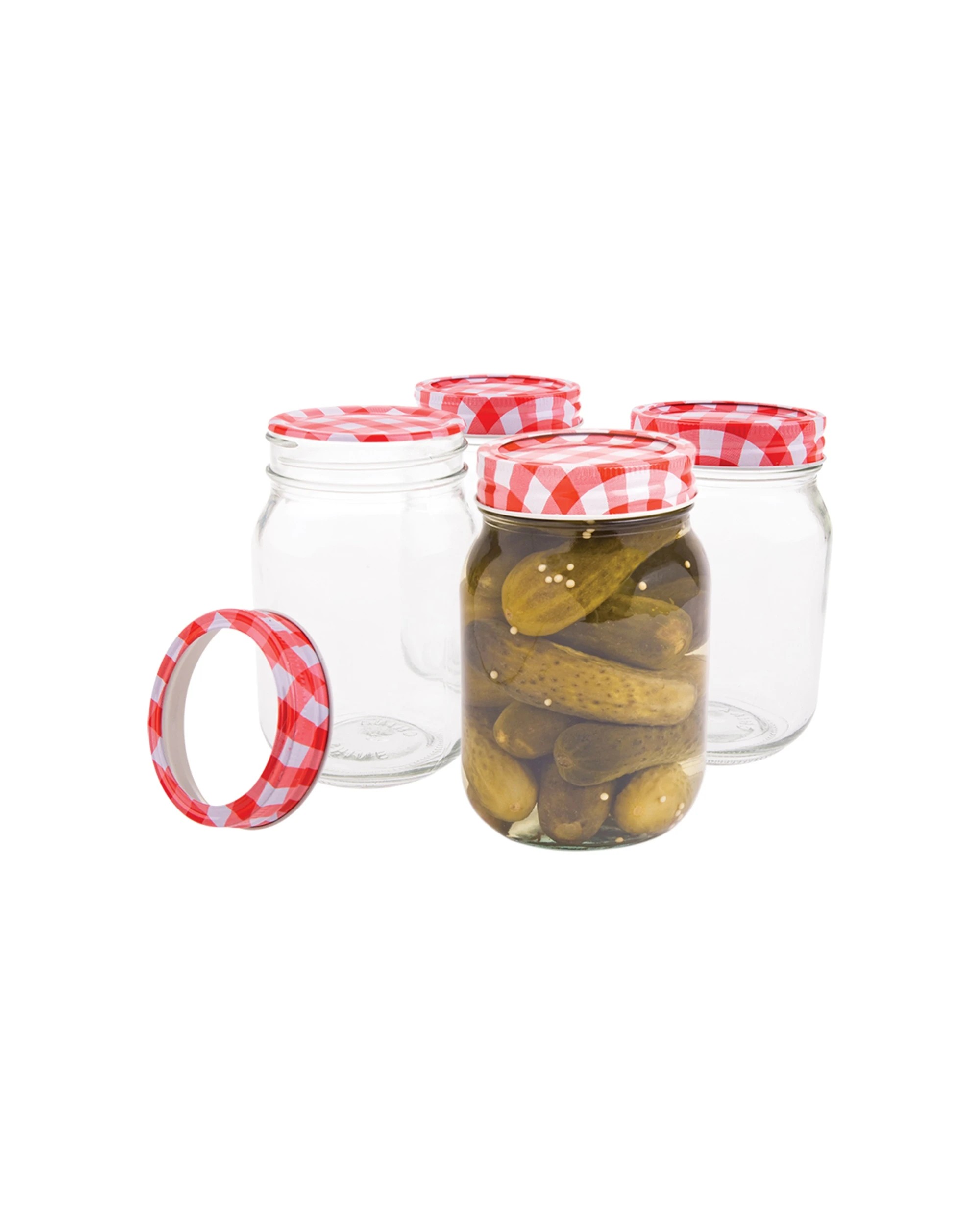 4 Appetito 6pc Mason Preserving Jars Home Kitchen Organiser 500ml - Clear, 4 of 5