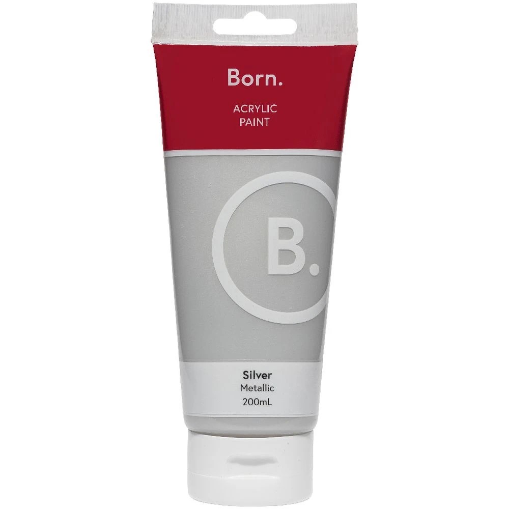 2 Born Acrylic Paint 200mL Metallic Silver, 2 of 3