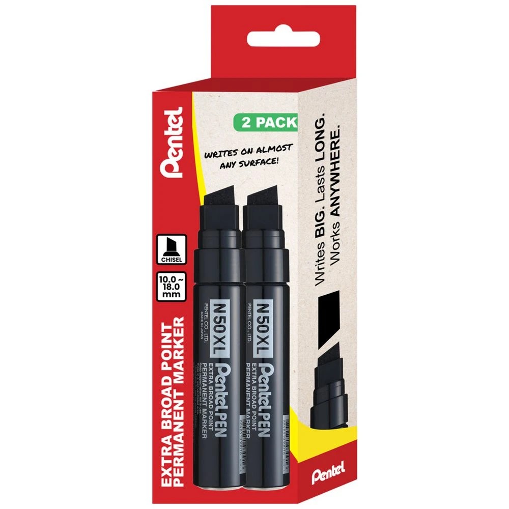 1 Pentel Jumbo Permanent Marker N50XL 2 Pack, 1 of 6