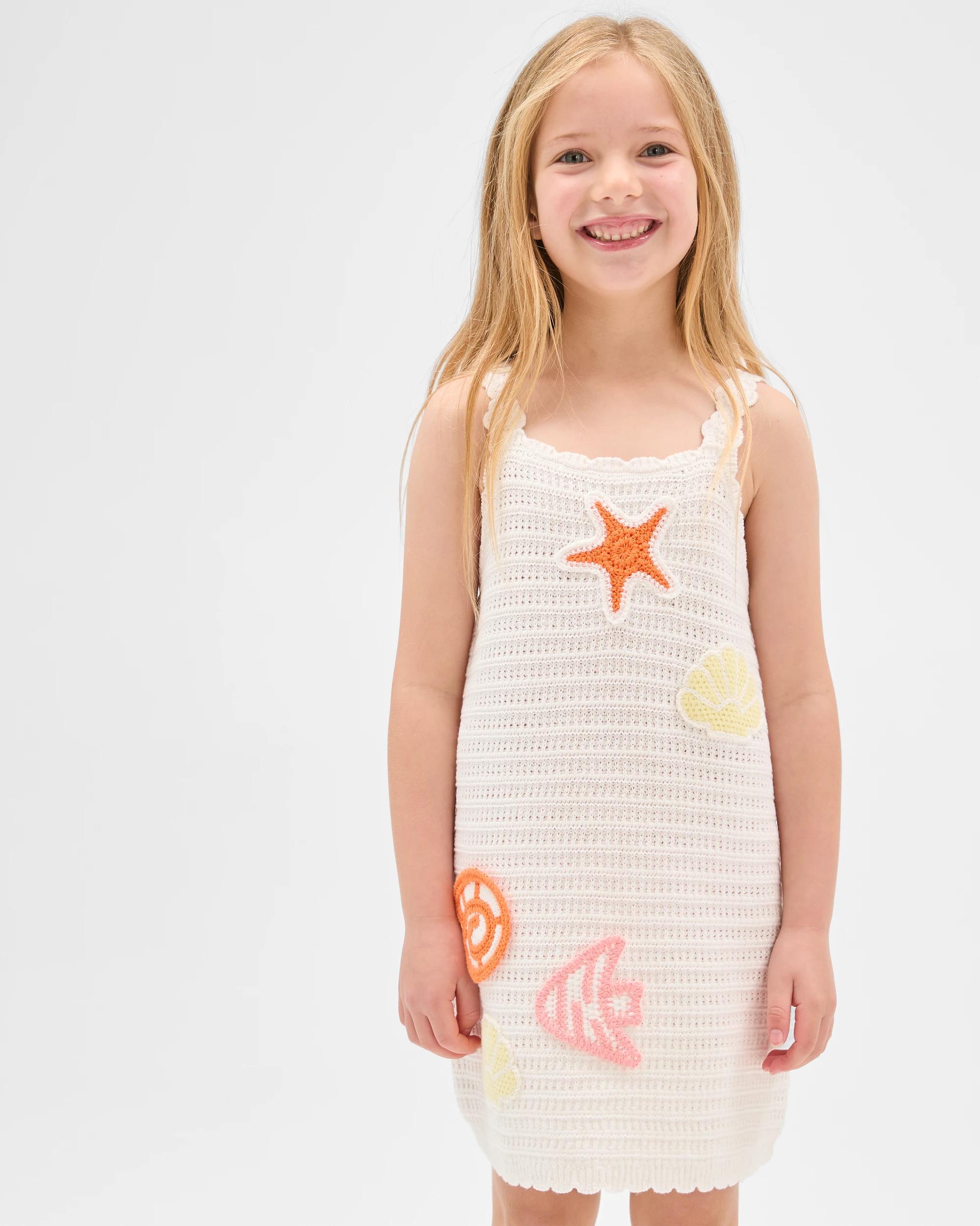 3 Target Kids Australian Cotton Crochet Knit Dress SEASHELL CREAM, 3 of 6