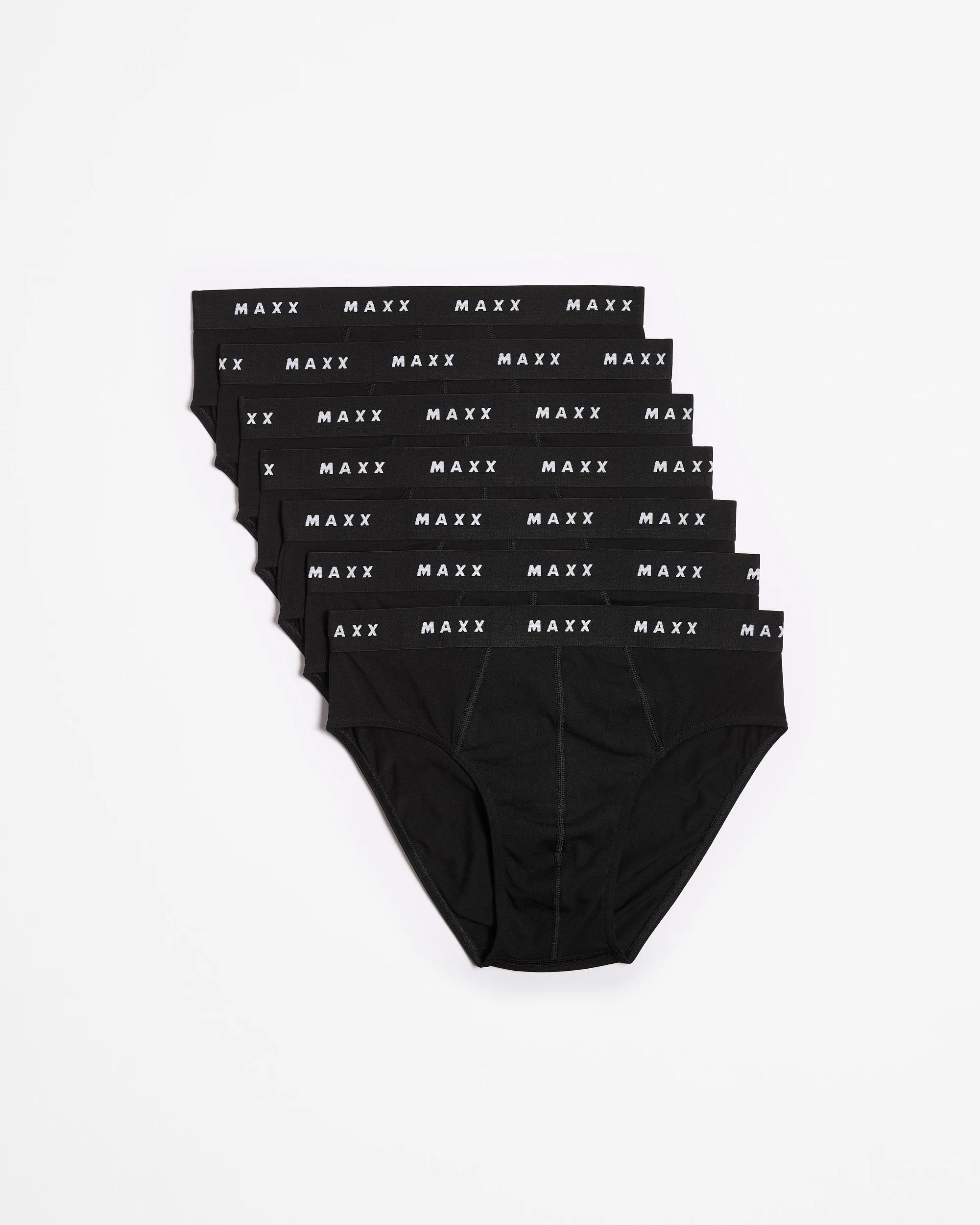 1 Mens Australian Cotton Blend Hipster Briefs 7 Pack - Maxx BLACK, 1 of 5