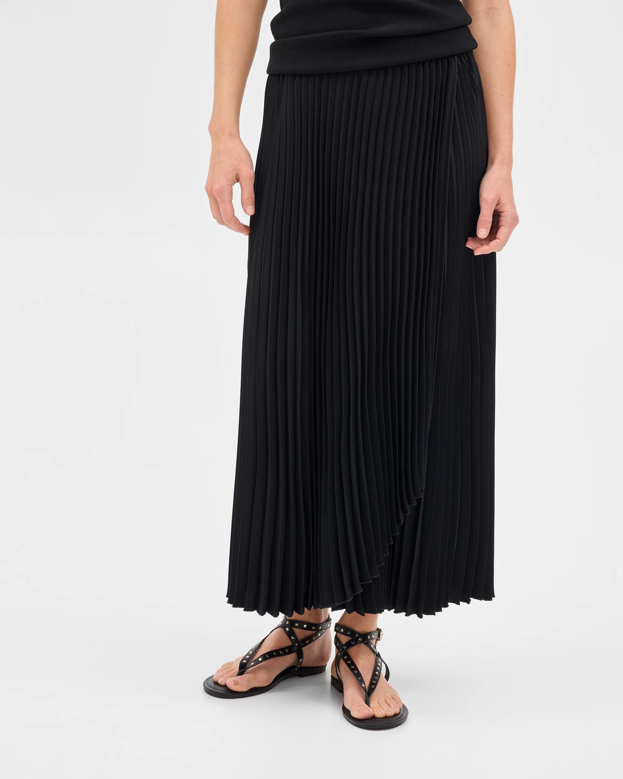 2 Wrap Pleated Midi Skirt - Preview BLACK, 2 of 7