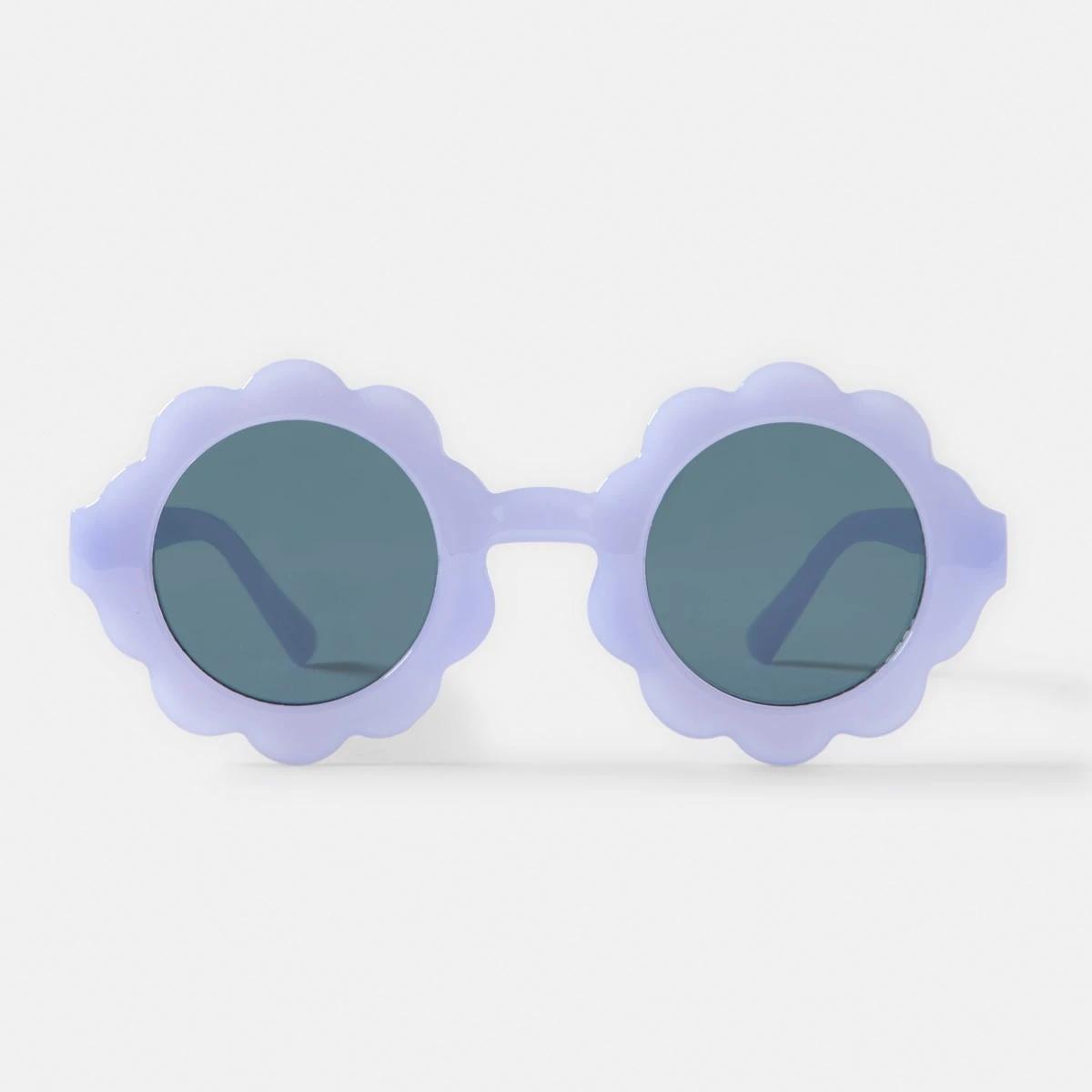 1 Kids Flower Round Sunglasses - Purple Flower, 1 of 4