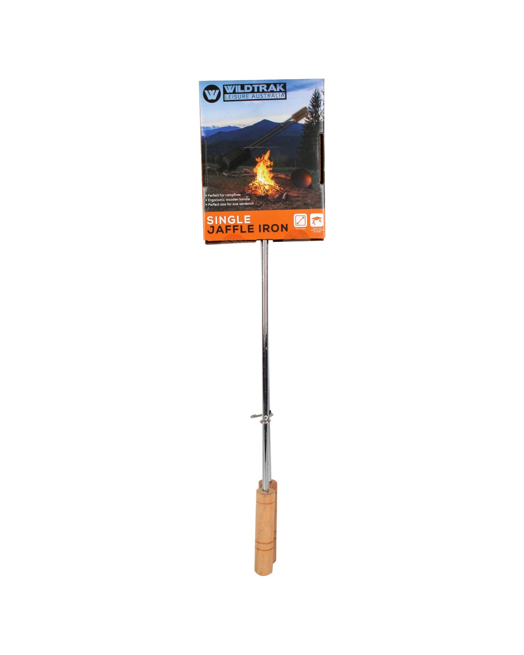 2 Wildtrak Jaffle Cast Iron Single With Wood Handle Camping Cookware - Black, 2 of 3