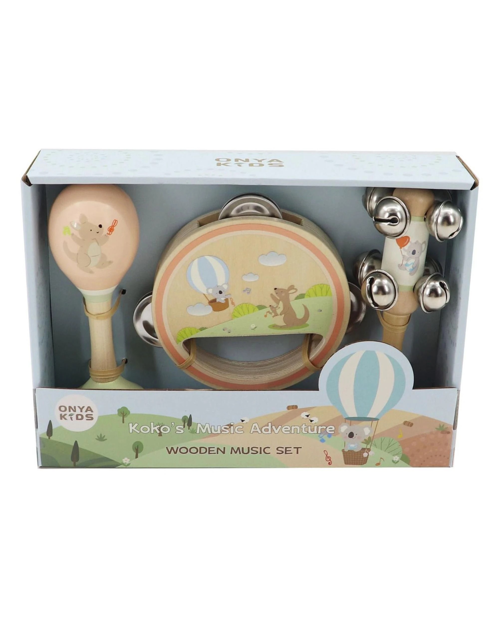 1 Onya Kids Koko's Music Adventure Koala and Kangaroo Wooden Music 3 Piece Set, 1 of 7