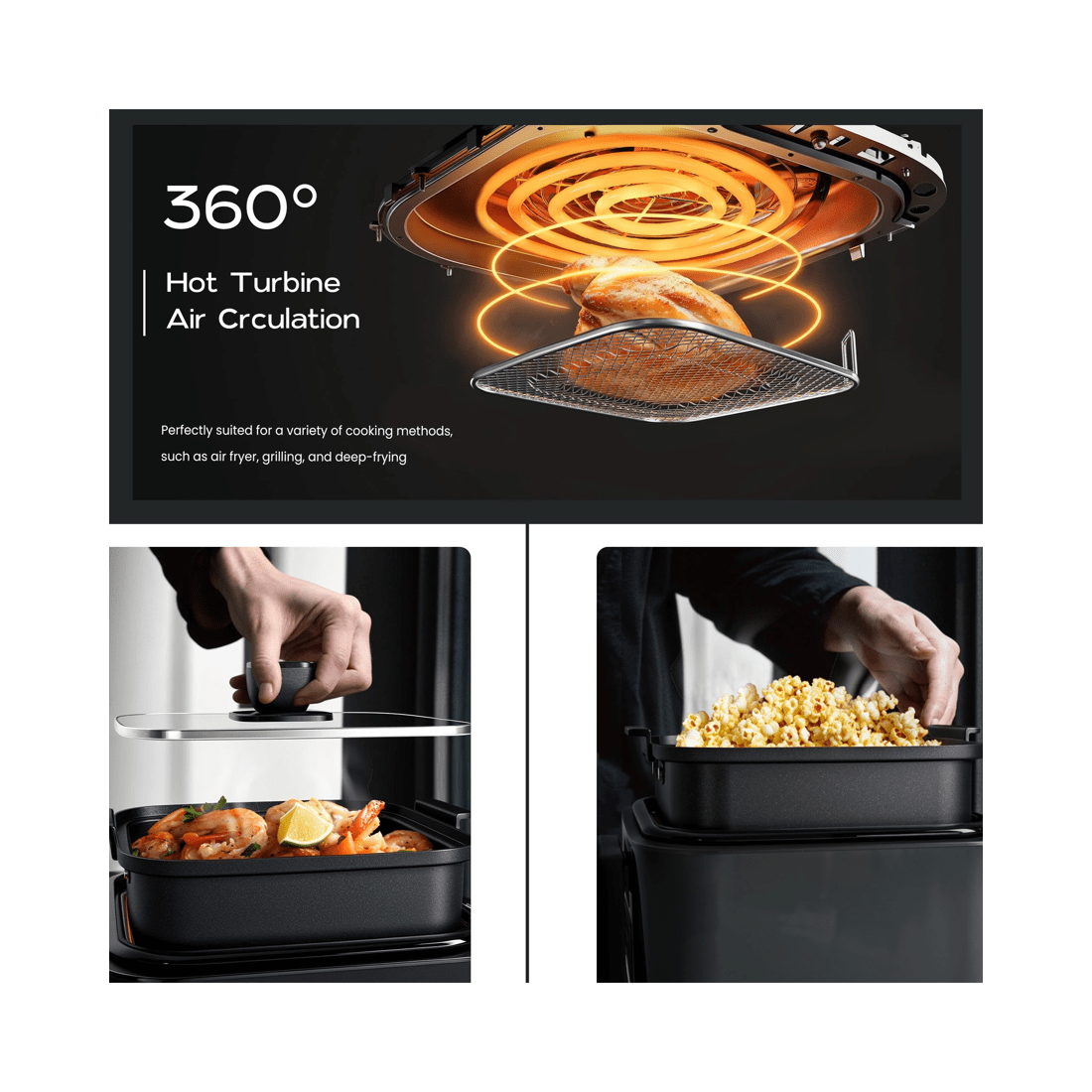 5 Advwin Dual Zone Air Fryer & Bbq Grill | Oil-less Top Grill & Bottom Fryer, 6l Digital Touch Screen Cooker, Grey, 5 of 9