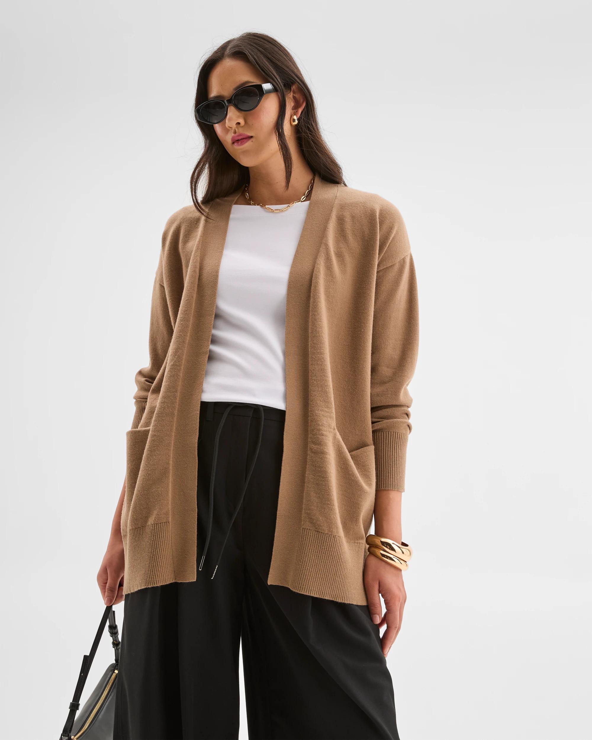 1 Preview Long Sleeve Edge To Edge Cardigan WARM SEPIA, 1 of 8