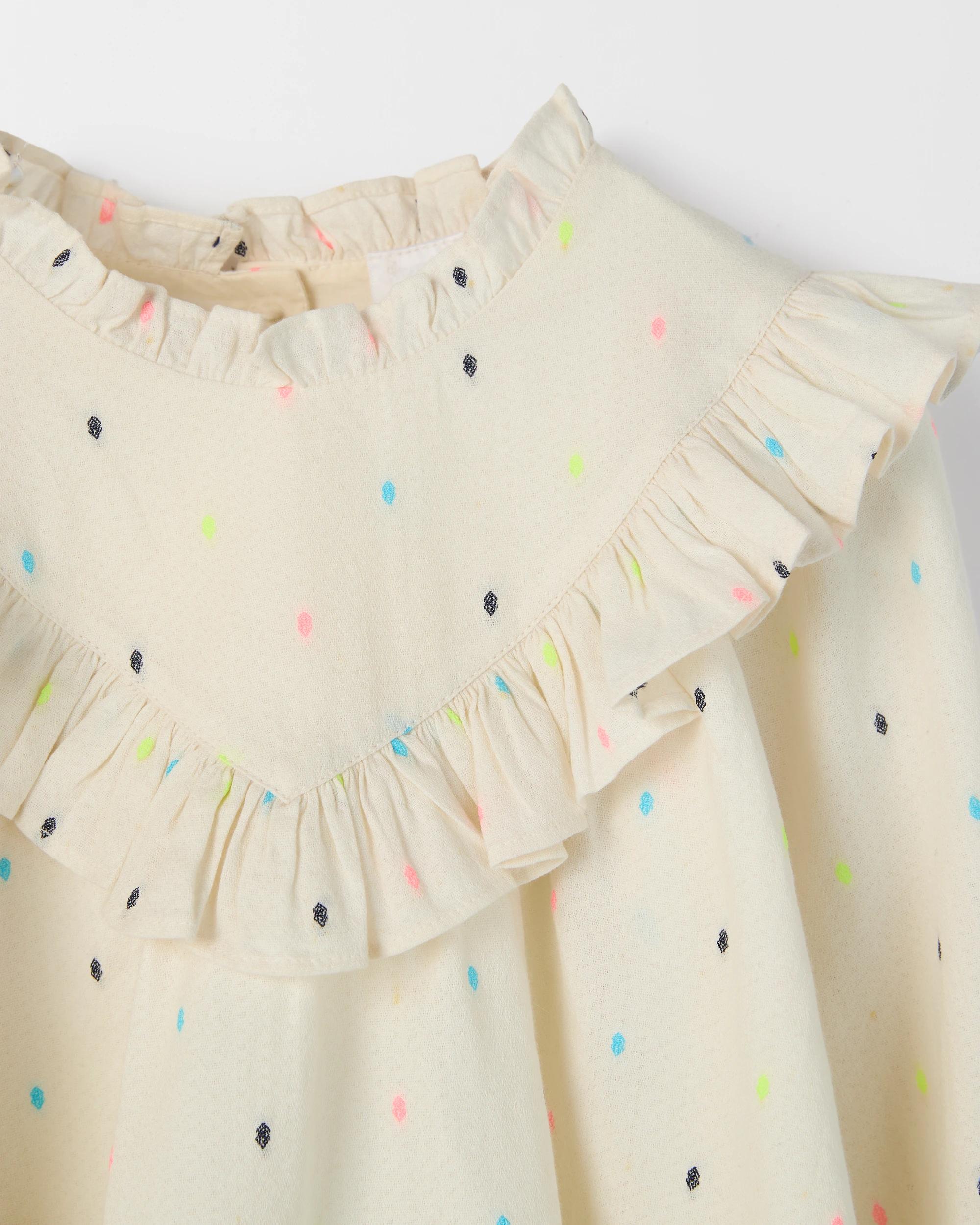 6 Target Kids Long Sleeve Fashion Woven Frill Blouse CREAM, 6 of 6