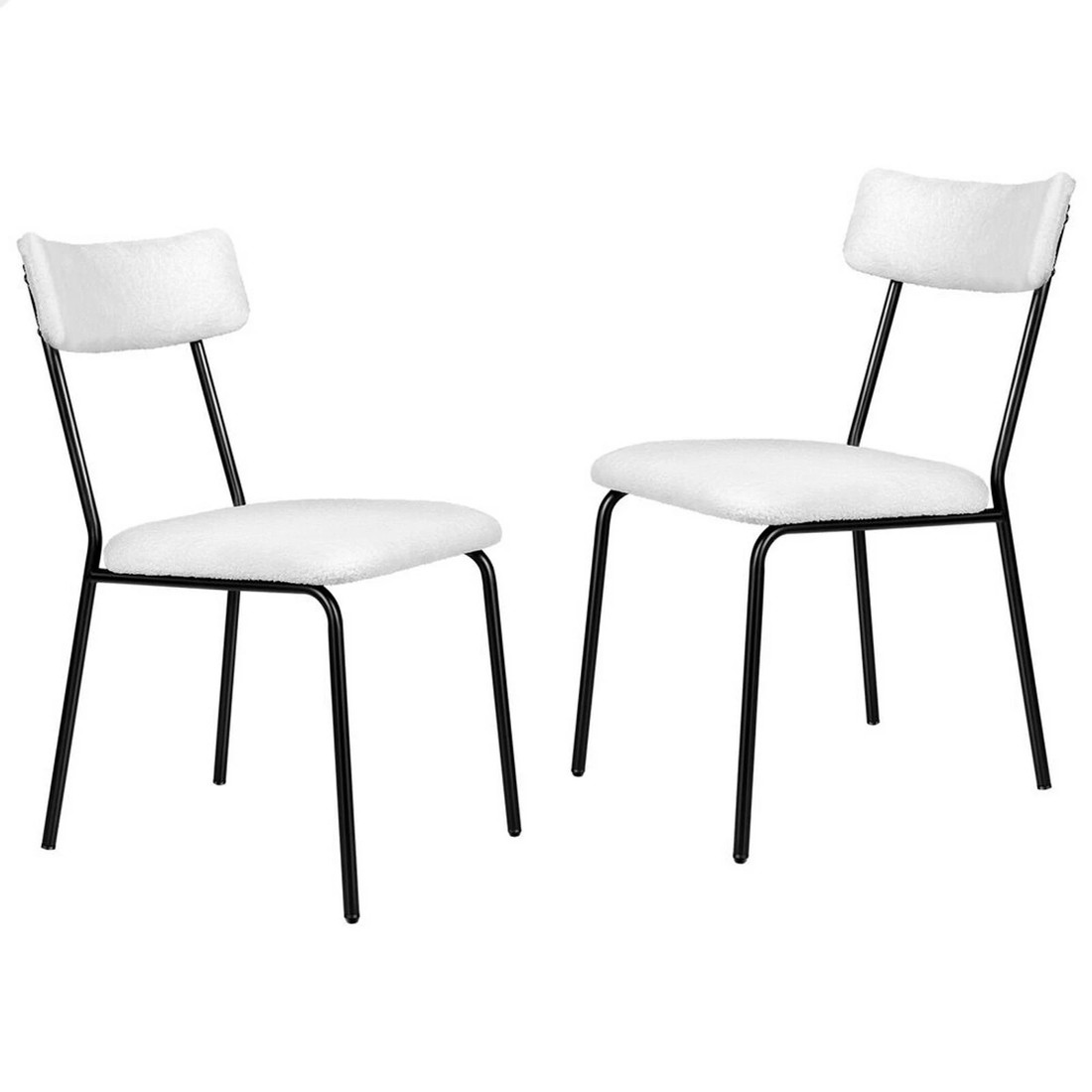 1 Alfordson 2x Dining Chairs Accent Kitchen Lounge Rectangular Back Sherpa - White, 1 of 10