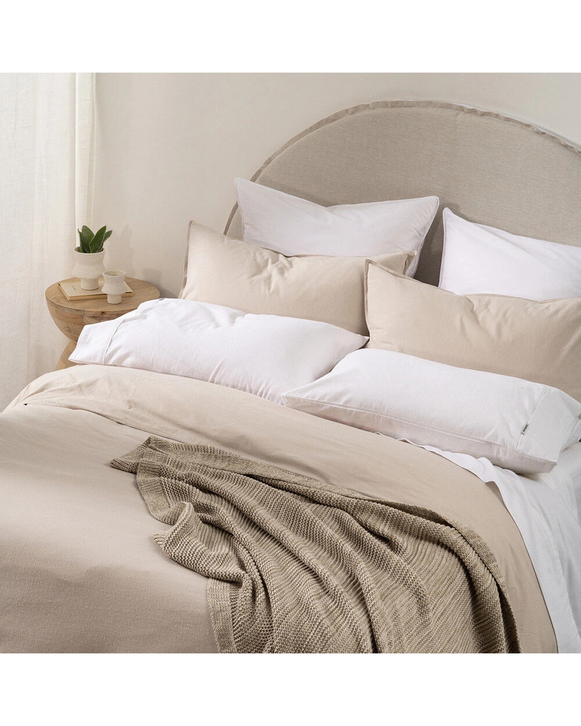 5 Canningvale Cozi Cotton Flannelette Quilt Bed Bedding Cover Set Single - Natural, 5 of 5