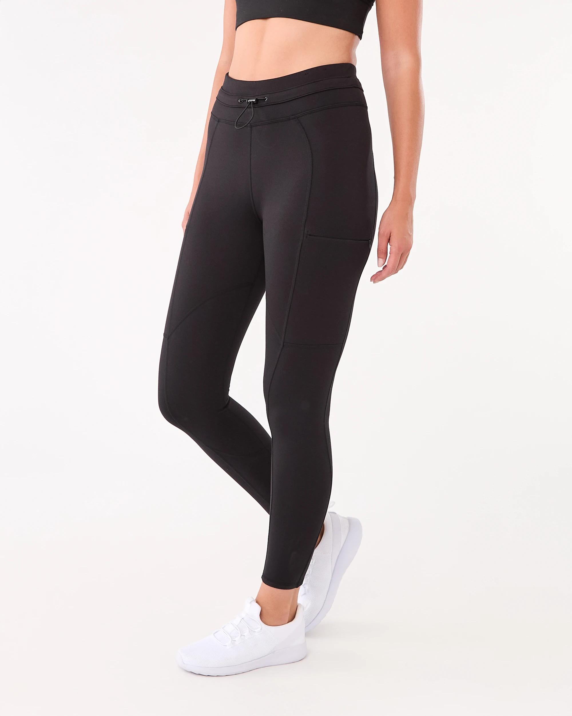 2 Active Womens Out Fleece Zip Leggings Black, 2 of 6