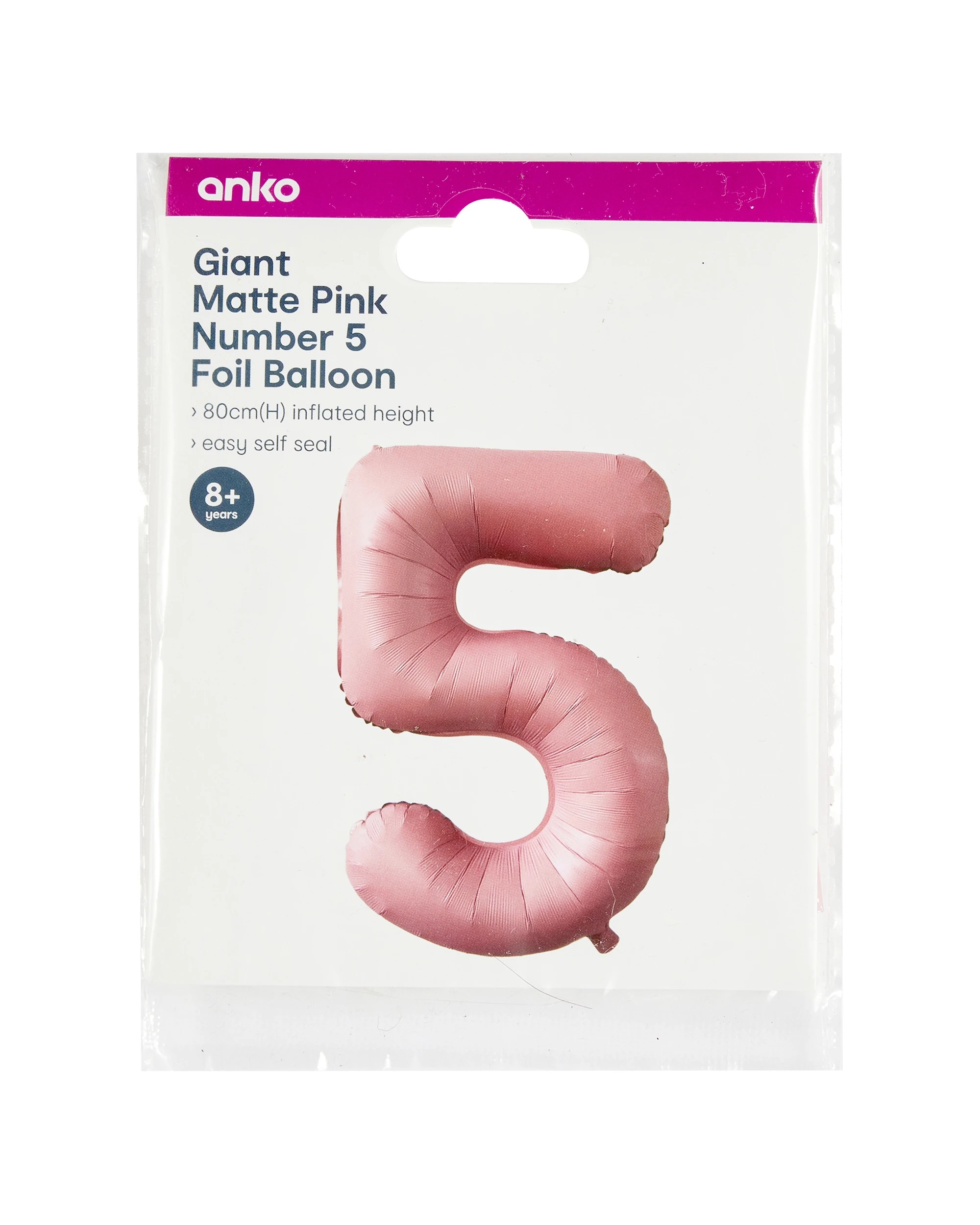 5 Giant Matte Pink Number 5 Foil Balloon, 5 of 5