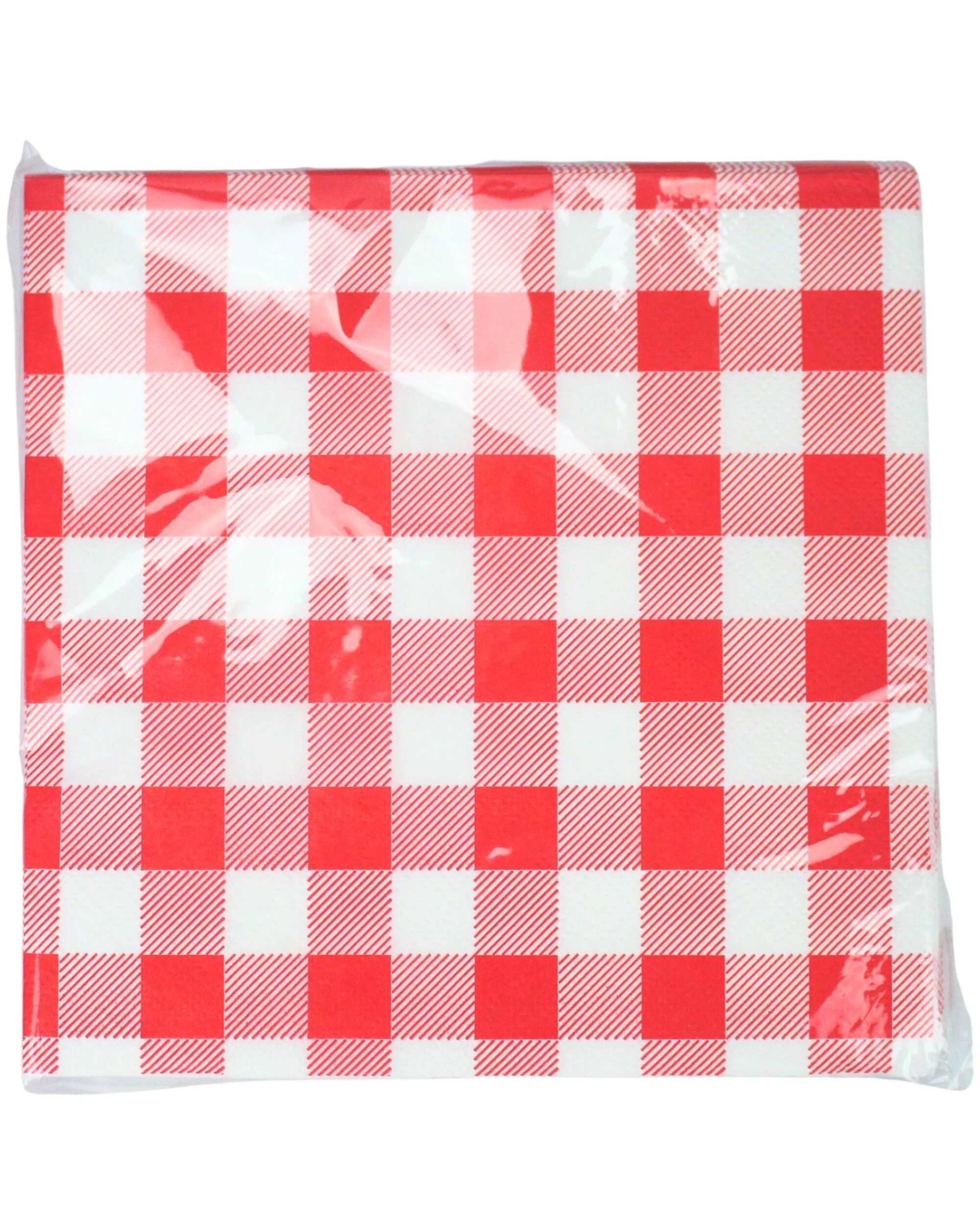 2 Party Maker Bright Gingham Large Napkins Serviettes Pack of 25 - Red, 2 of 3