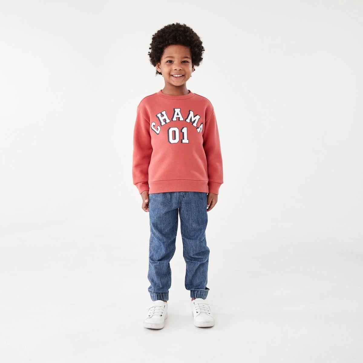 5 Print Crew Neck Sweatshirt Red Varsit, 5 of 8