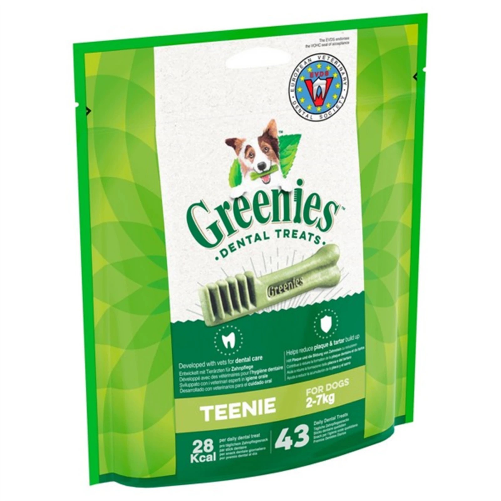 1 Greenies Original Dental Dog Treat Teenie Dogs 2-7kg - 340g (43 Treats), 1 of 2