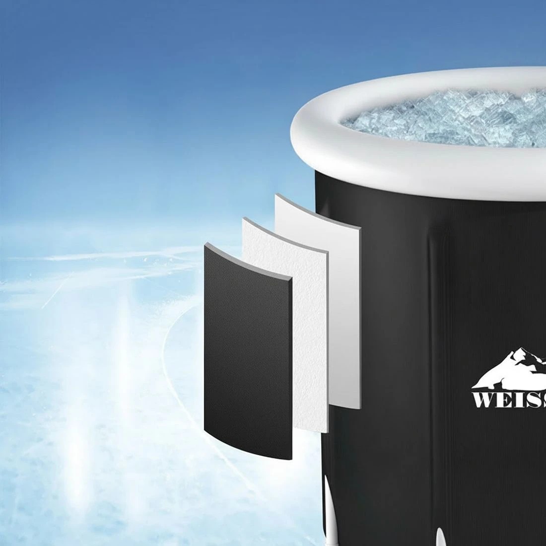 3 Weisshorn Portable Ice Bath Tub 80X80CM Inflatable Folding Bathtub Spa - Black, 3 of 5