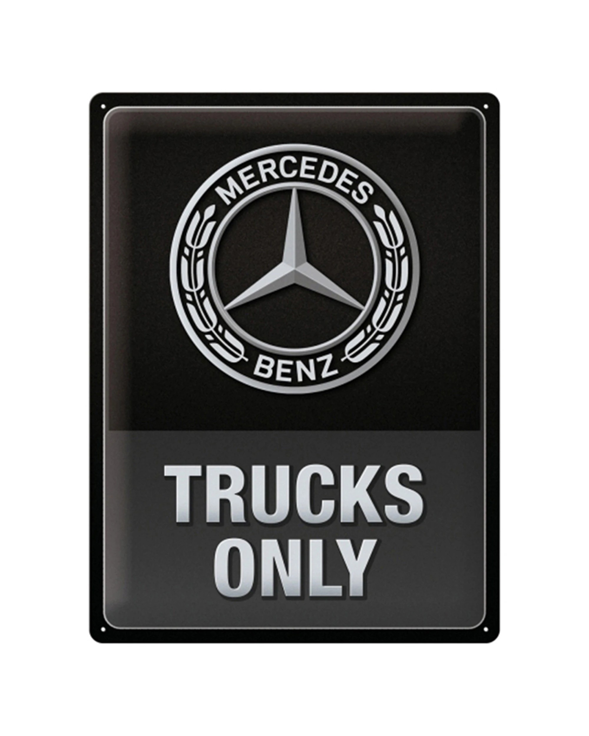 1 Nostalgic-Art Large 30x40cm Metal Wall Art Sign Plaque - Mercedes-Benz Trucks Only - Black, 1 of 1