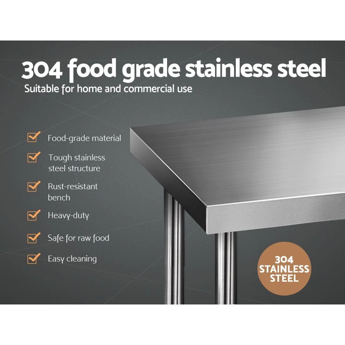 1 Cefito 1219x610mm Stainless Steel Kitchen Bench 304 - Silver, 1 of 6