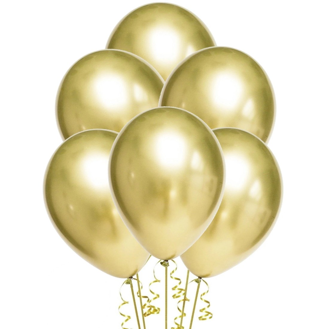 1 Party Maker Chrome Gold Balloons 30cm Round Pack of 10, 1 of 2