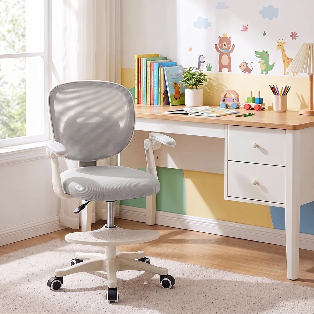 3 PlayPals Kids Desk Chair Adjustable Student Office Seat with Footrest - Grey, 3 of 3