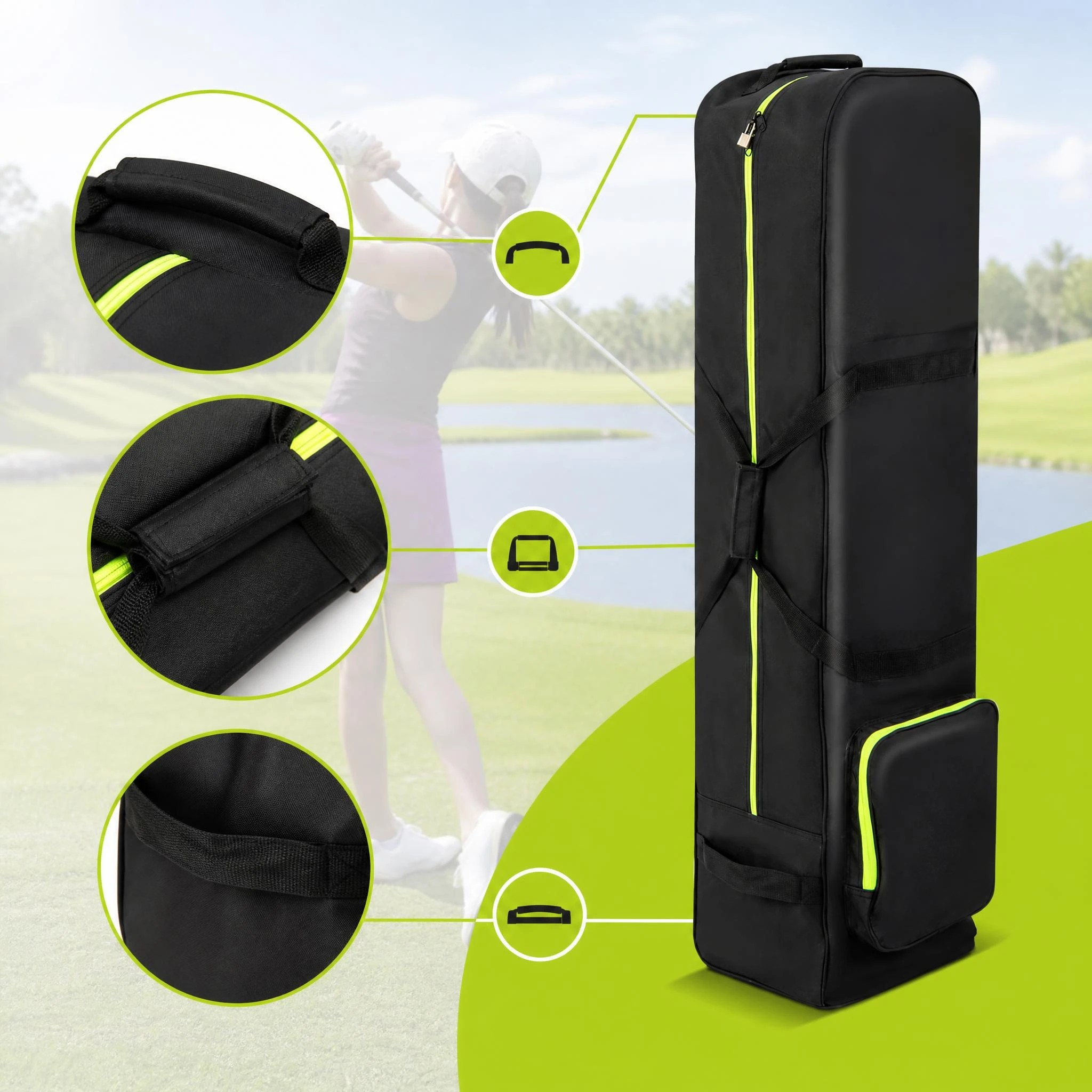 8 Costway Golf Travel Bag for Airlines Mobile Golf Aviation Bag Lightweight Golf Club Bag, 8 of 10