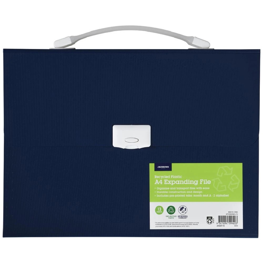 1 J.Burrows Antibacterial Expanding File 13 Pockets Navy, 1 of 4