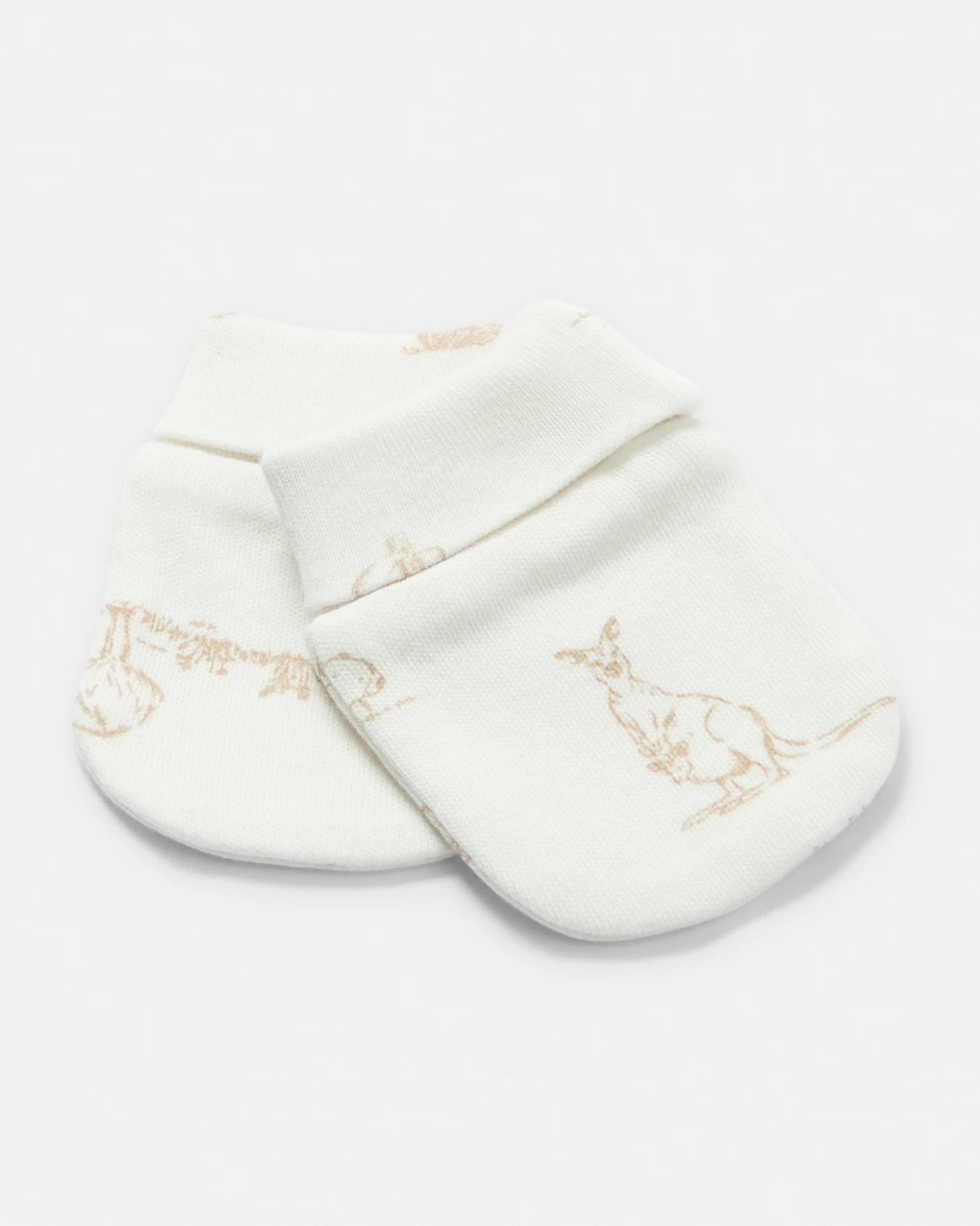 6 Newborn Hat and Mittens Set Brwn Aus, 6 of 8