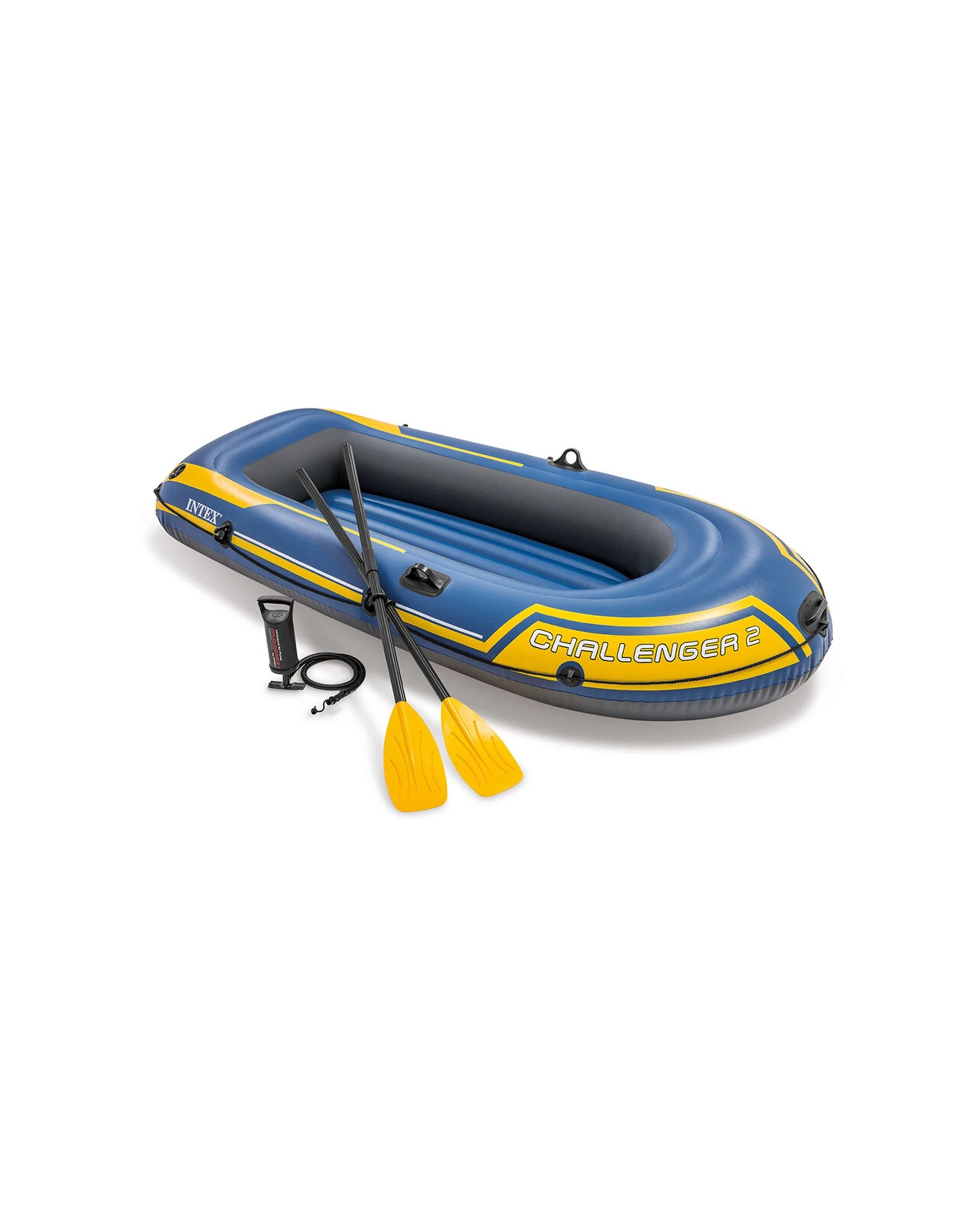 1 INTEX Challenger 2 Inflatable Boat Three Air Chambers Quick-Fill Boston Valves - Blue, 1 of 5