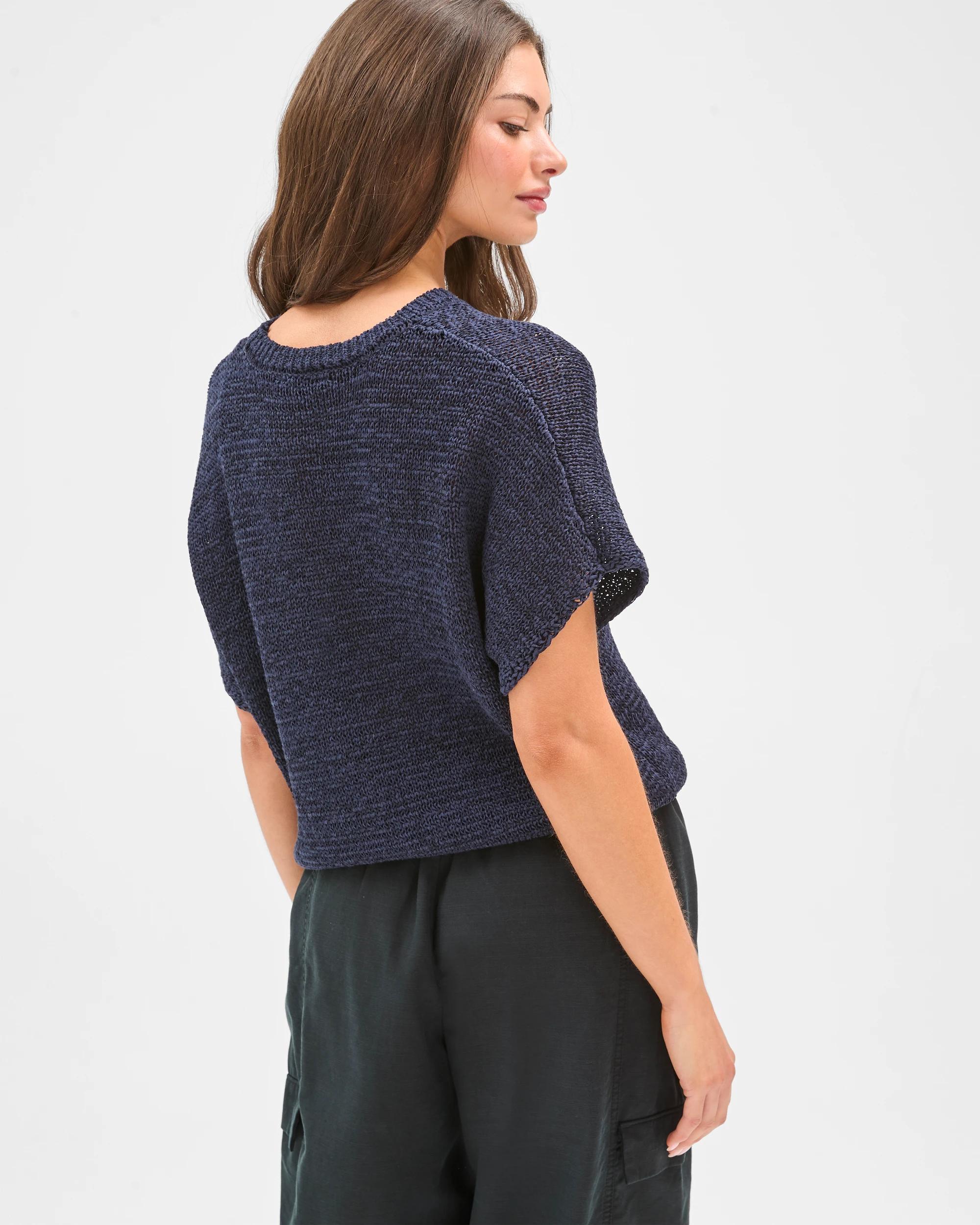 6 Target Petites Australian Cotton Blend Tape Yarn Knit T-Shirt INK NAVY, 6 of 6