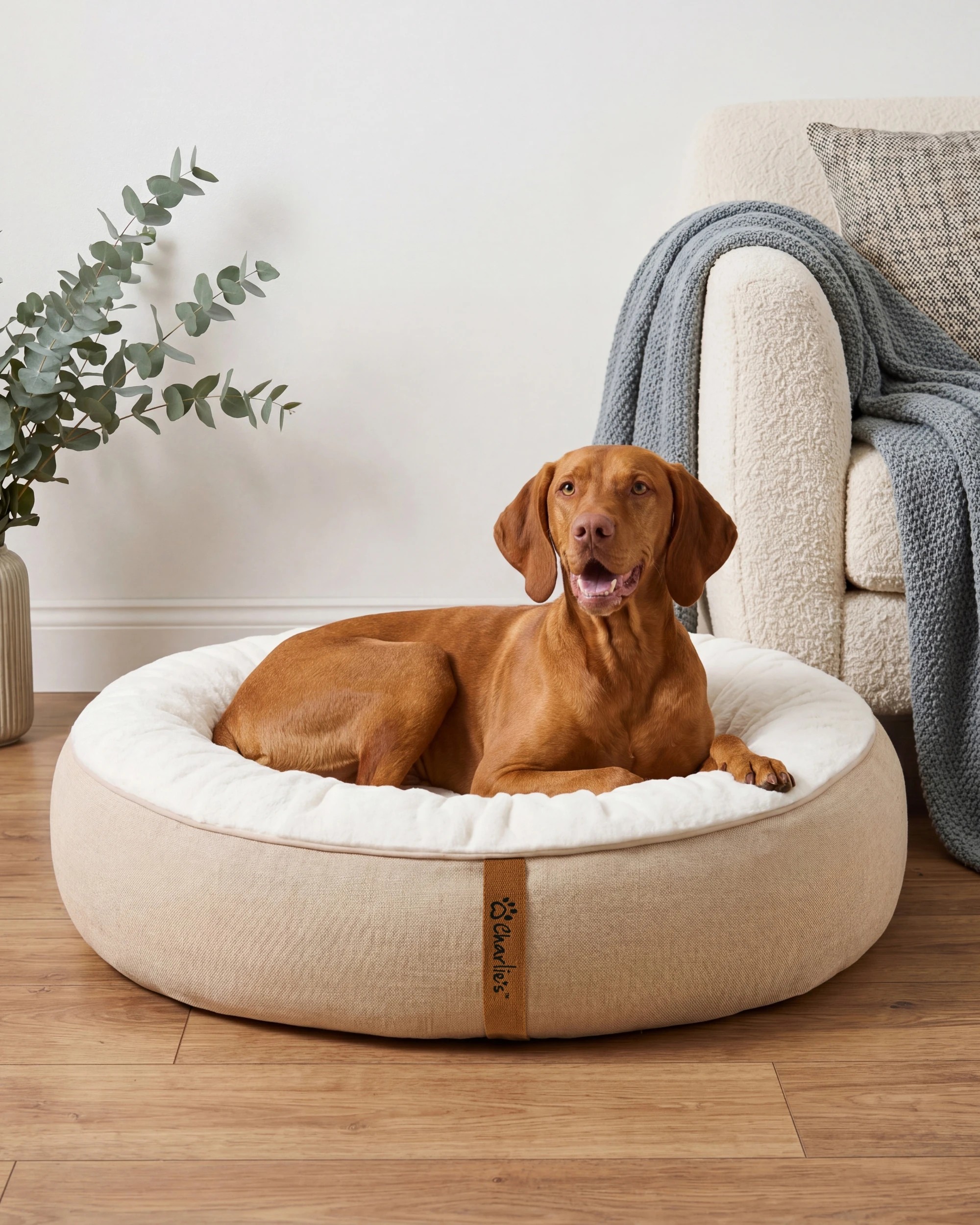 2 Charlie's Camden Cotton Jute Plush Round Dog Bed Large - Natural, 2 of 10