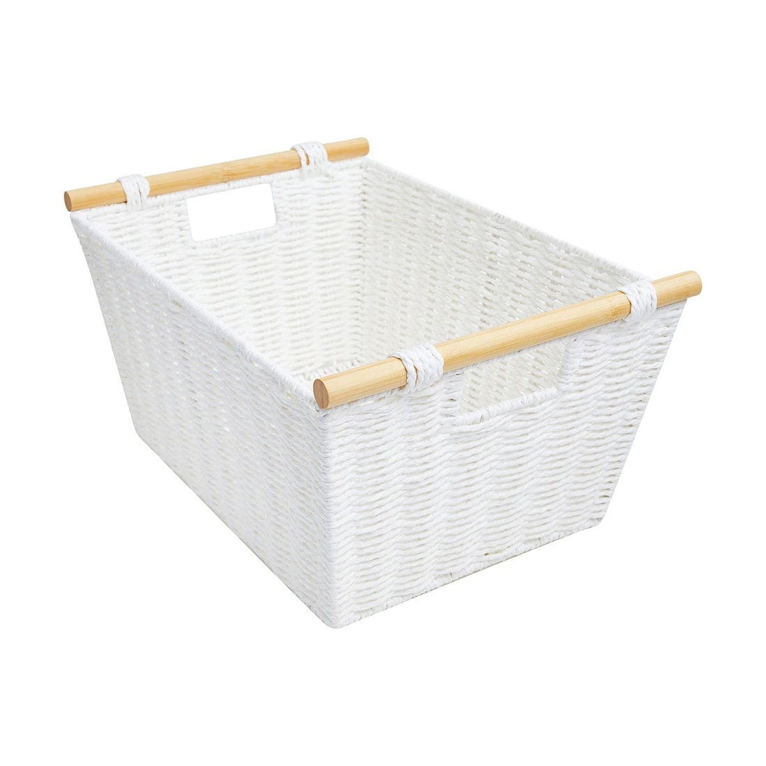 1 Rectangle Bamboo Handle Basket - Medium, White, 1 of 8