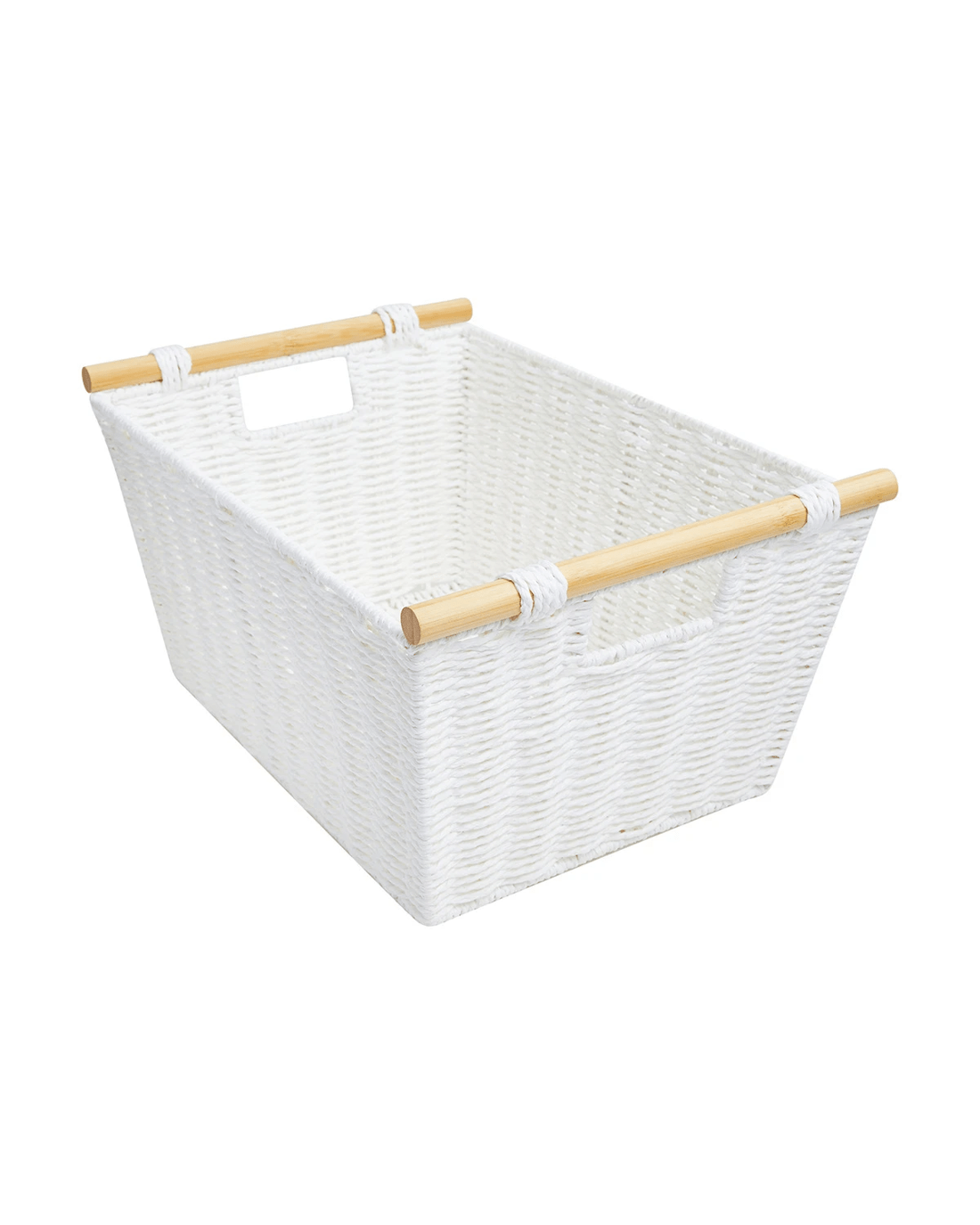 1 Rectangle Bamboo Handle Basket - Medium, White, 1 of 8