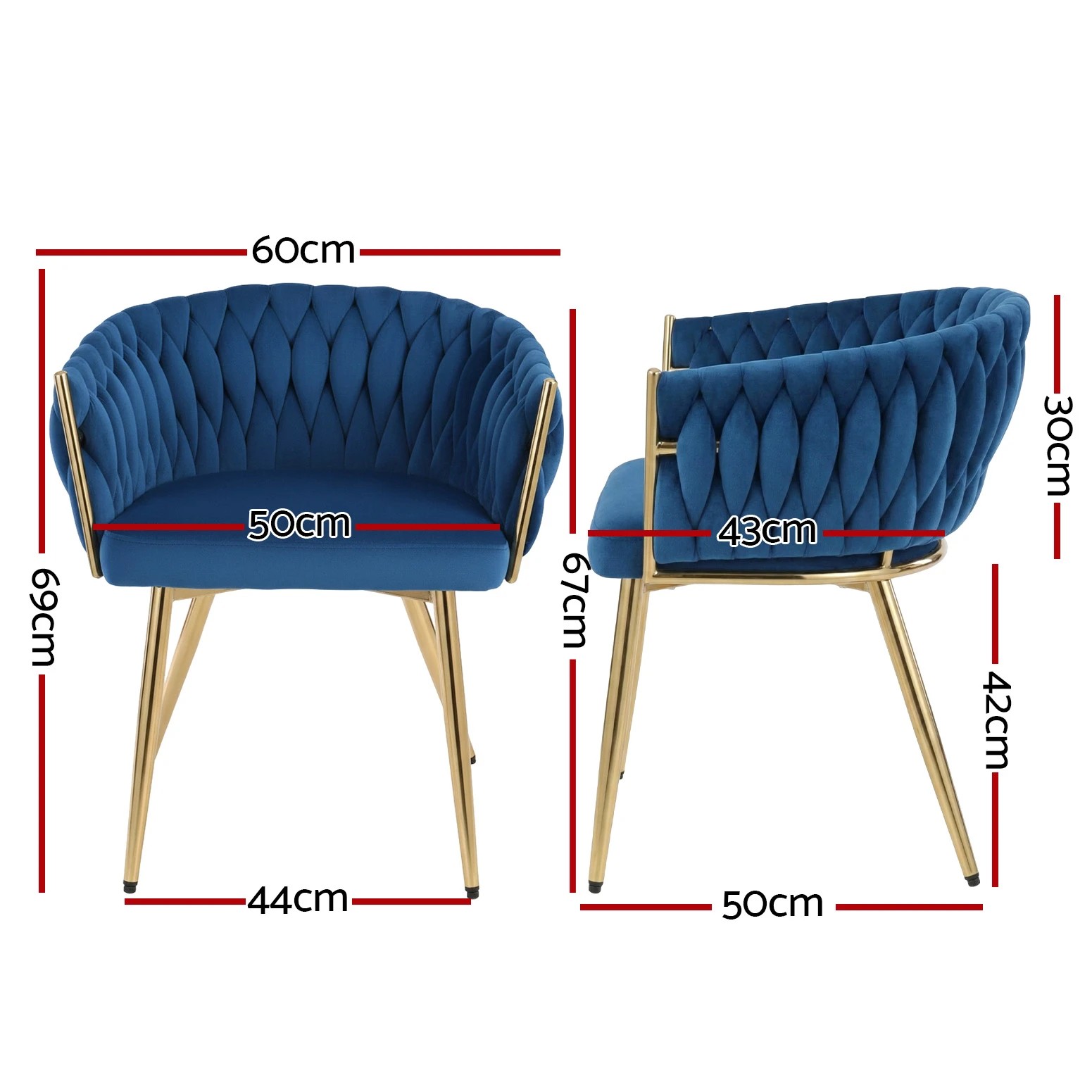 2 1 Set of 4 Artiss Dining Chairs  Weaving Armchair - Blue, 2 of 6