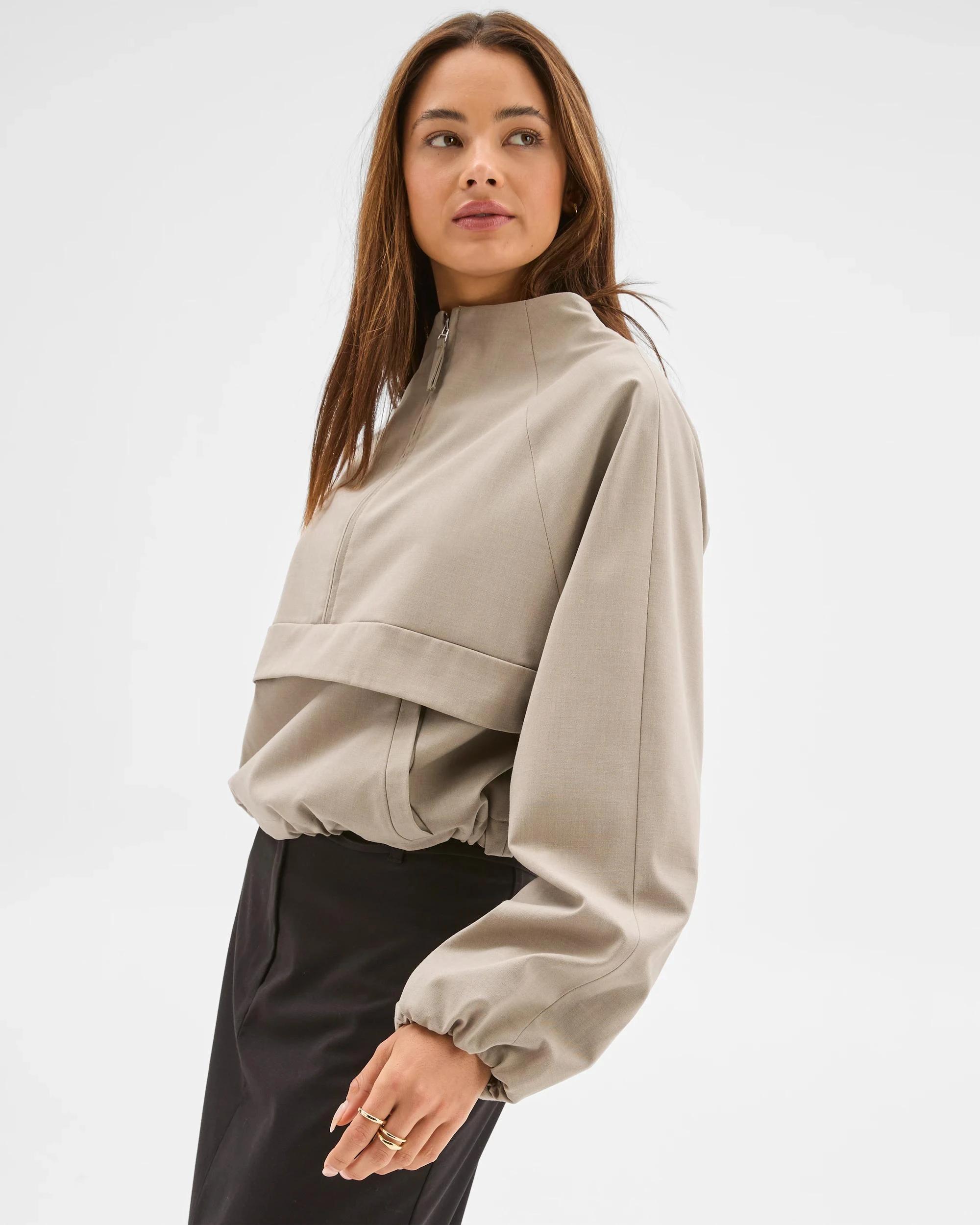 4 Lily Loves Tailored 1/4 Zip Jacket LIGHT KHAKI, 4 of 6