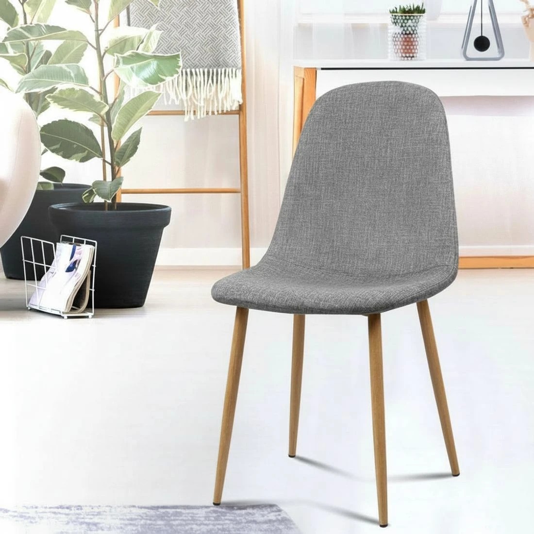 6 Artiss Dining Chairs Set of 4 Linen Curved Slope - Grey, 6 of 6