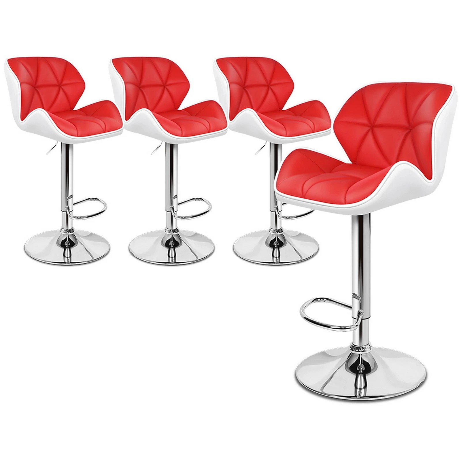 1 Alfordson 4x Bar Stools Willa Kitchen Gas Lift Swivel Chair Leather - Red, 1 of 8