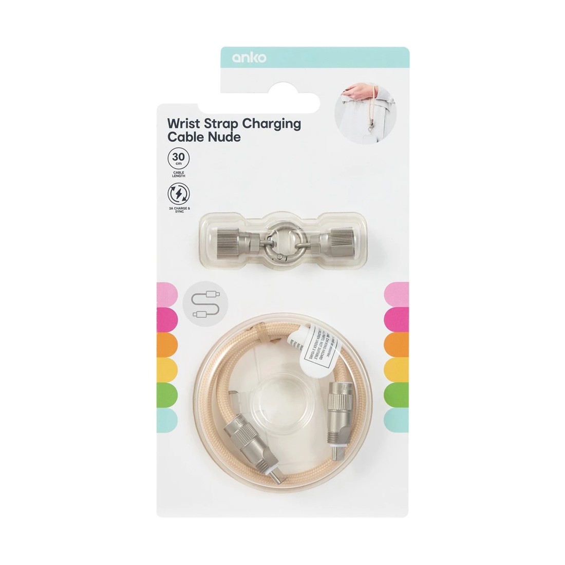 9 Wrist Strap Charging Cable - Nude, 9 of 9