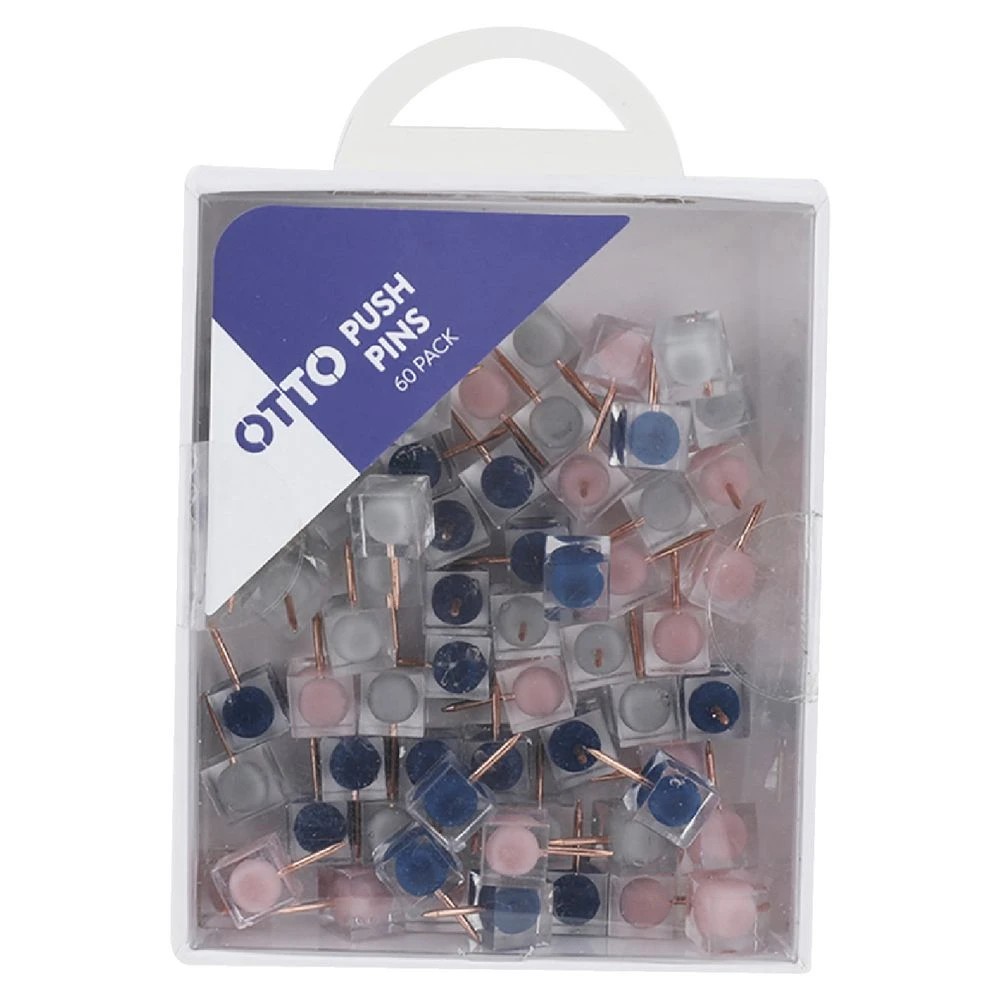 2 Otto Square Push Pins 11mm Assorted 60 Pack, 2 of 2