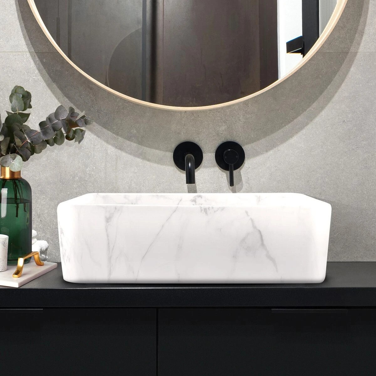 3 LUXSUITE Bathroom Sink Vessel Basin Vanity Ceramic Above Counter Washing Hand Bowl Toilet Countertop Modern Rectangle, 3 of 4
