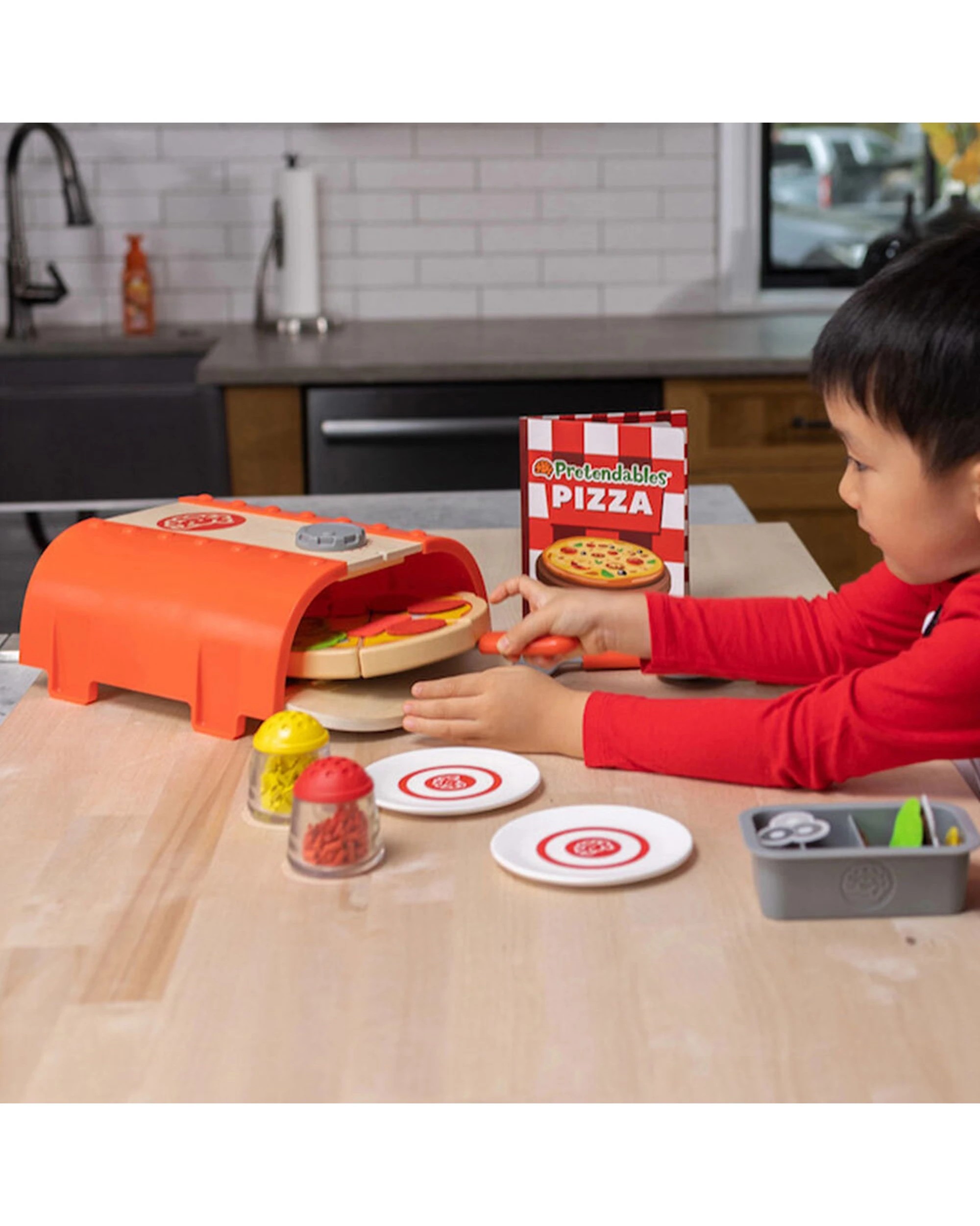 3 Pretendables Backyard Pizza Oven Set Kids Childrens Play Toy Imaginative Roleplay - Multi, 3 of 3