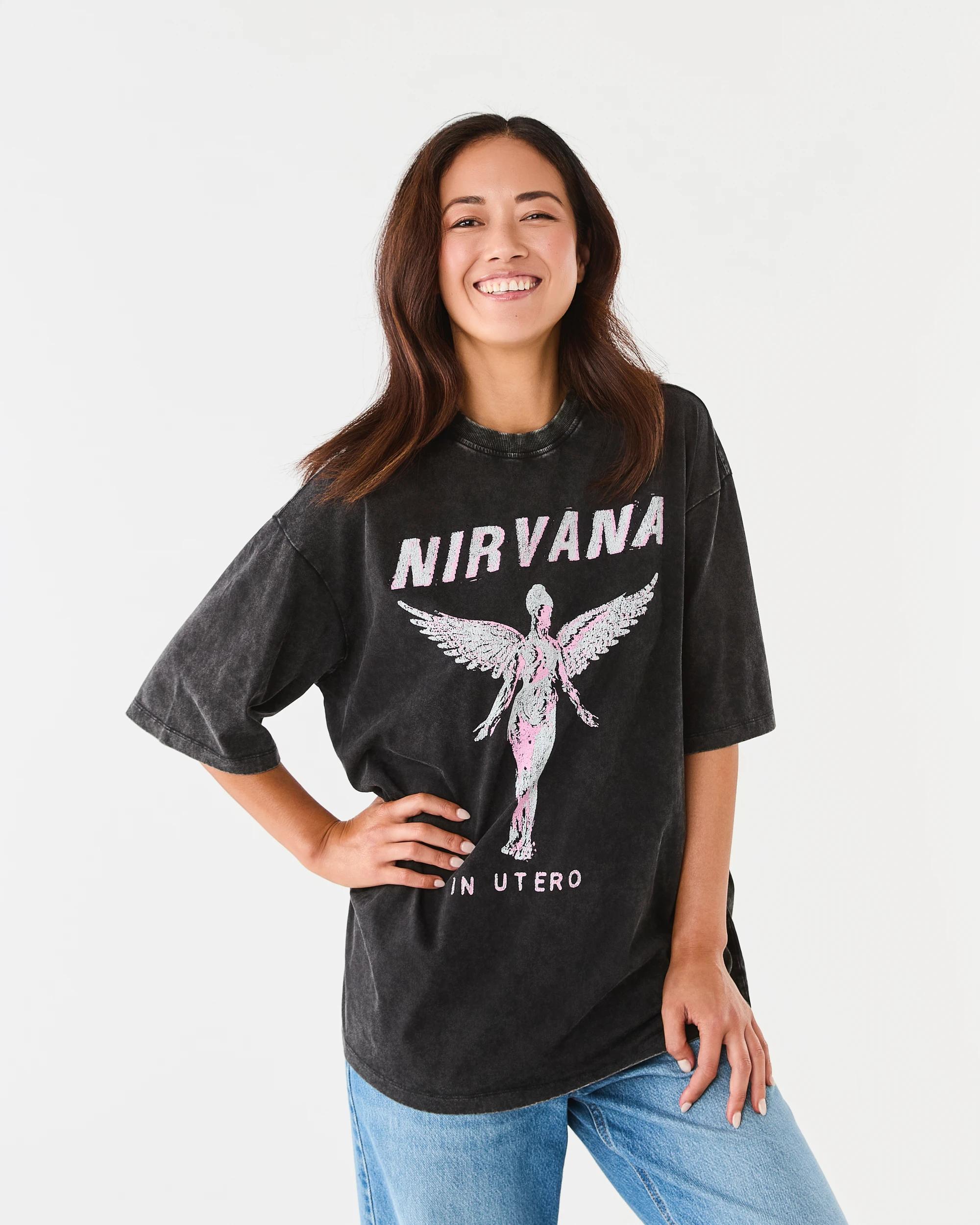 1 Short Sleeve Oversized Premium Nirvana License T-shirt Nirvanawsh, 1 of 5