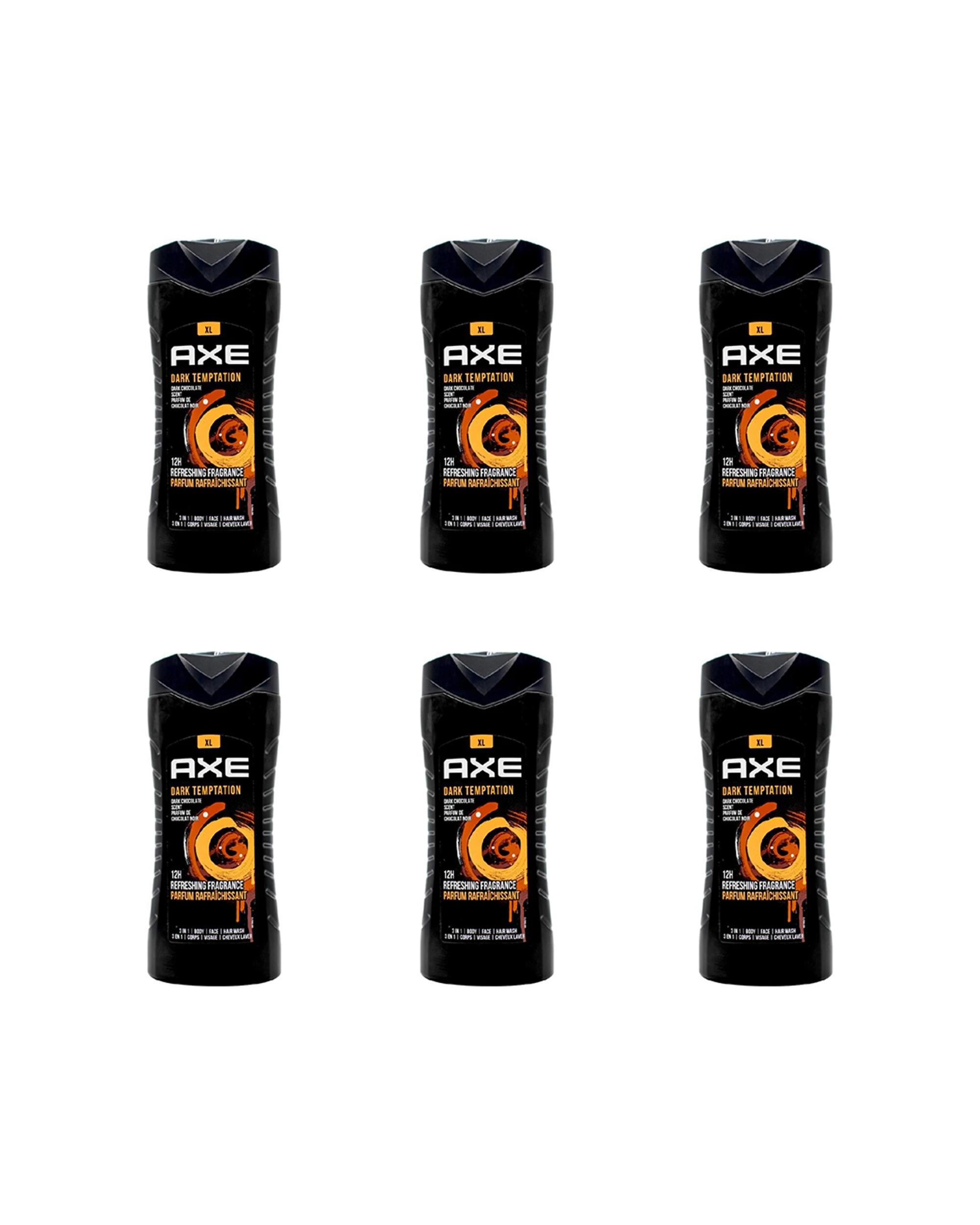 1 Axe Dark Temptation 6PK 3-in-1 Body Face Hair Wash 400ml Dark Chocolate Scent - Black, 1 of 4