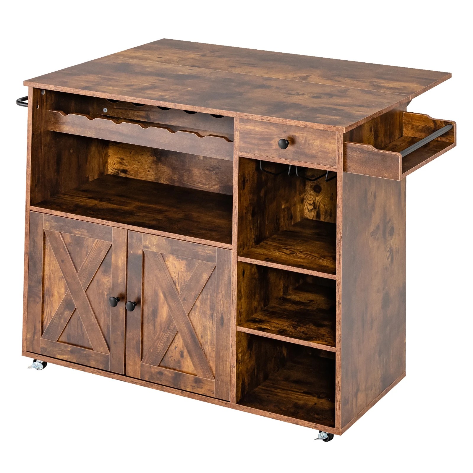 1 Costway Mobile Kitchen Island w/Glass Holder, 1 of 6