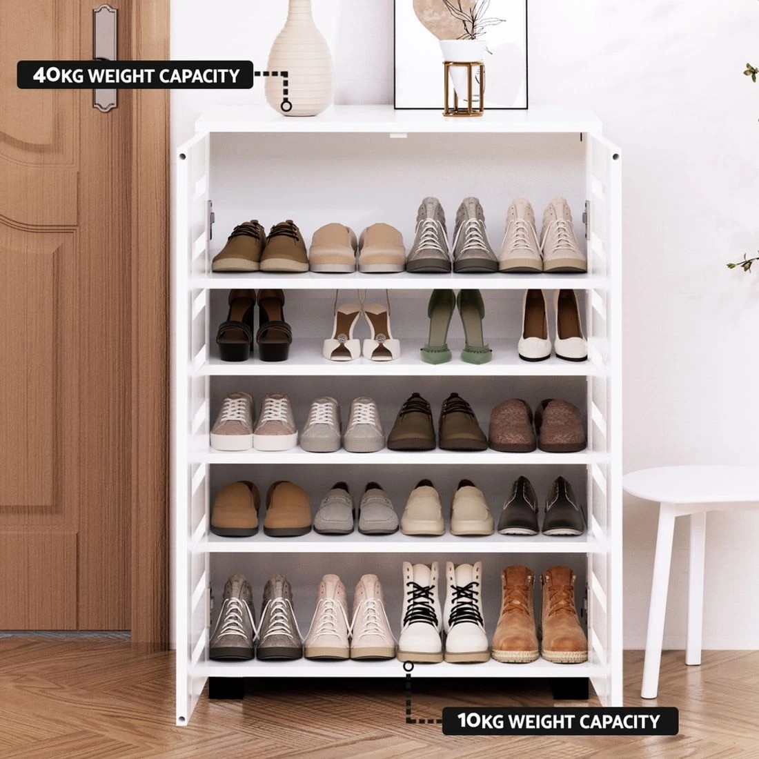 8 Artiss Shoe Rack Storage Cabinet 20 Pairs 5-tier
 - white, 8 of 8