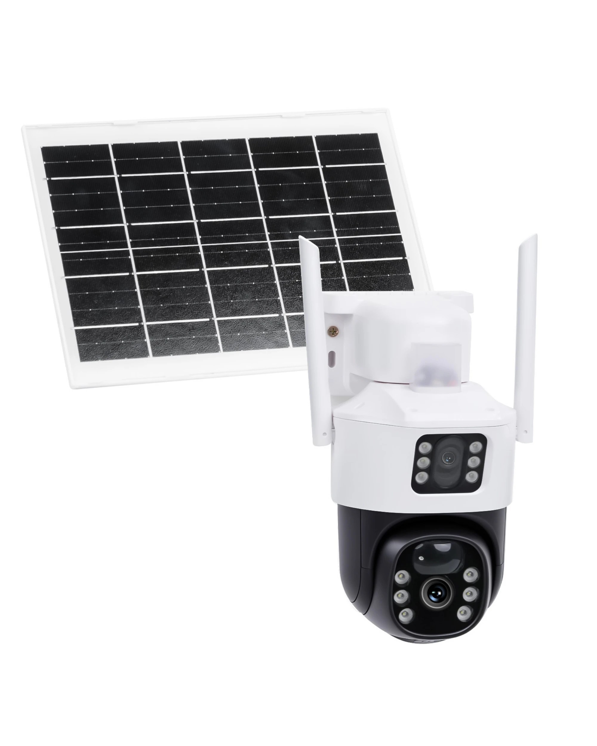 1 Advwin Dual Lens Solar WiFi Security Camera with  7.5W Sun Panel - White, 1 of 7