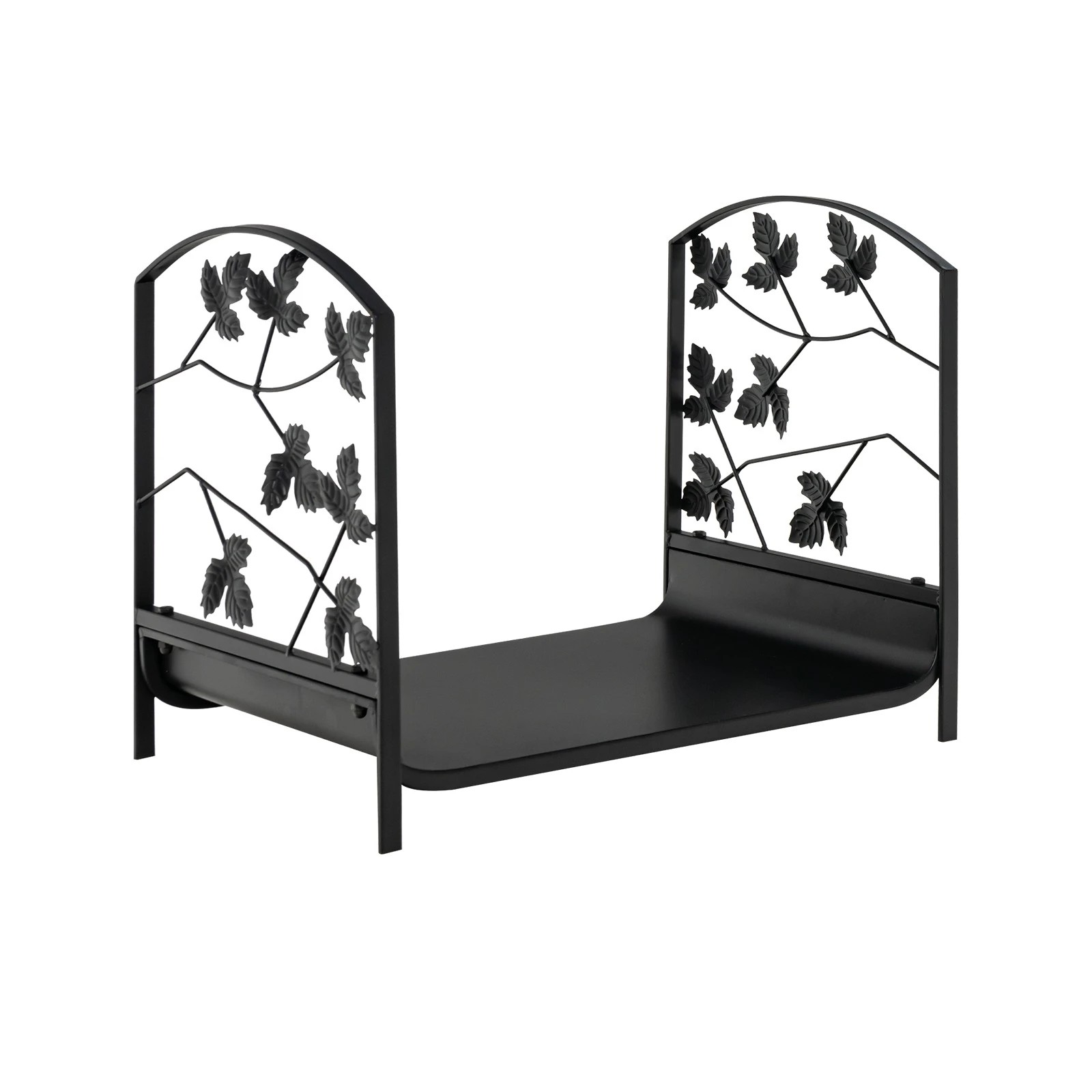 1 Costway Firewood Storage Rack Steel Fire Wood Organiser - Black, 1 of 3