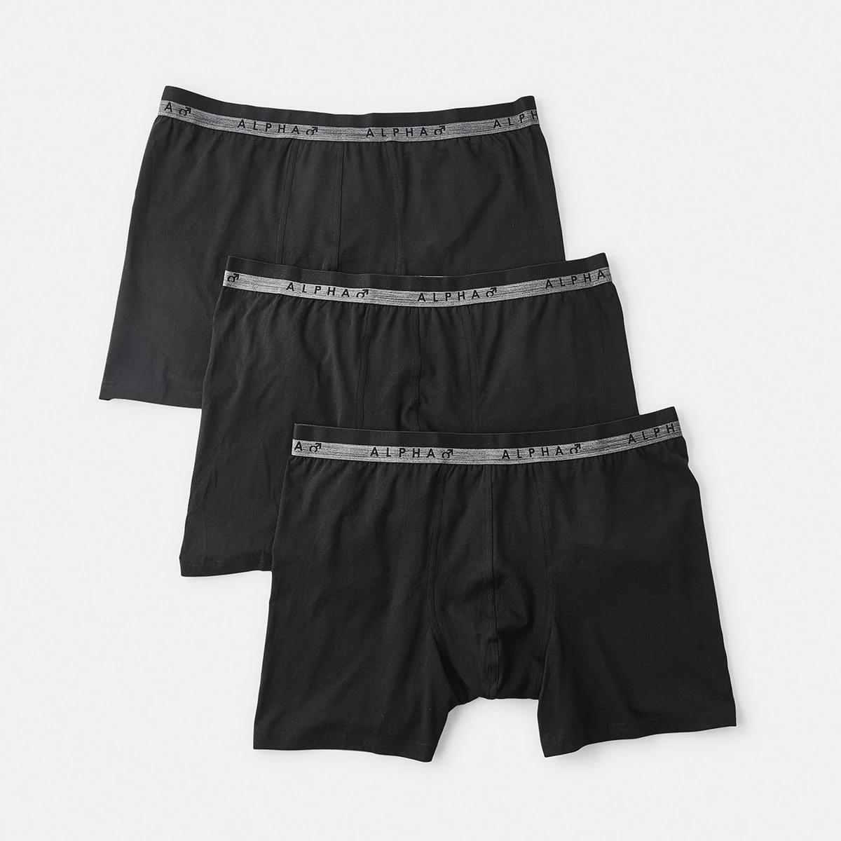 2 3 Pack Men's Larger Size Mid Length Trunks Black, 2 of 2