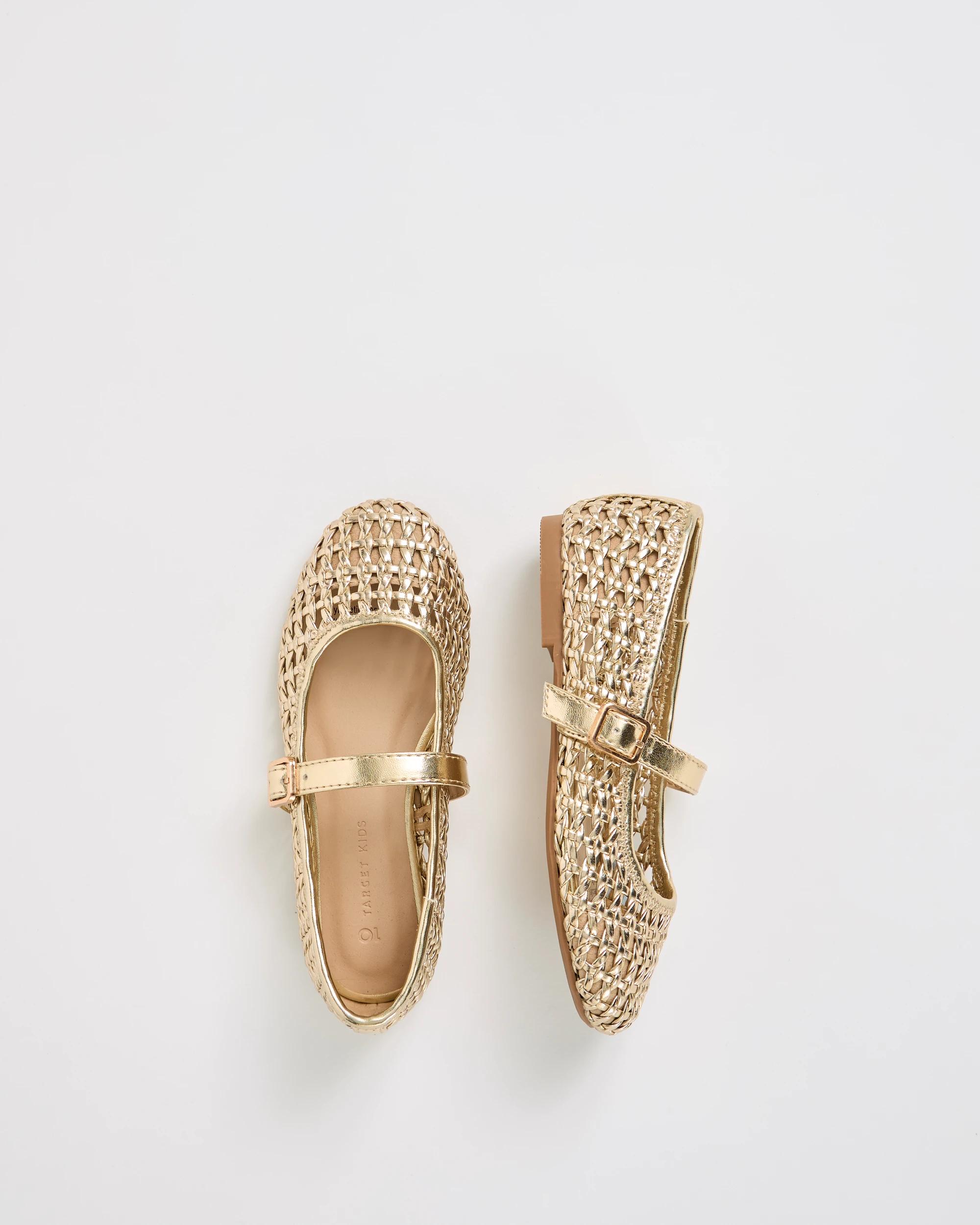 3 Target Kids Metallic Weave Ballet Flats GOLD, 3 of 3