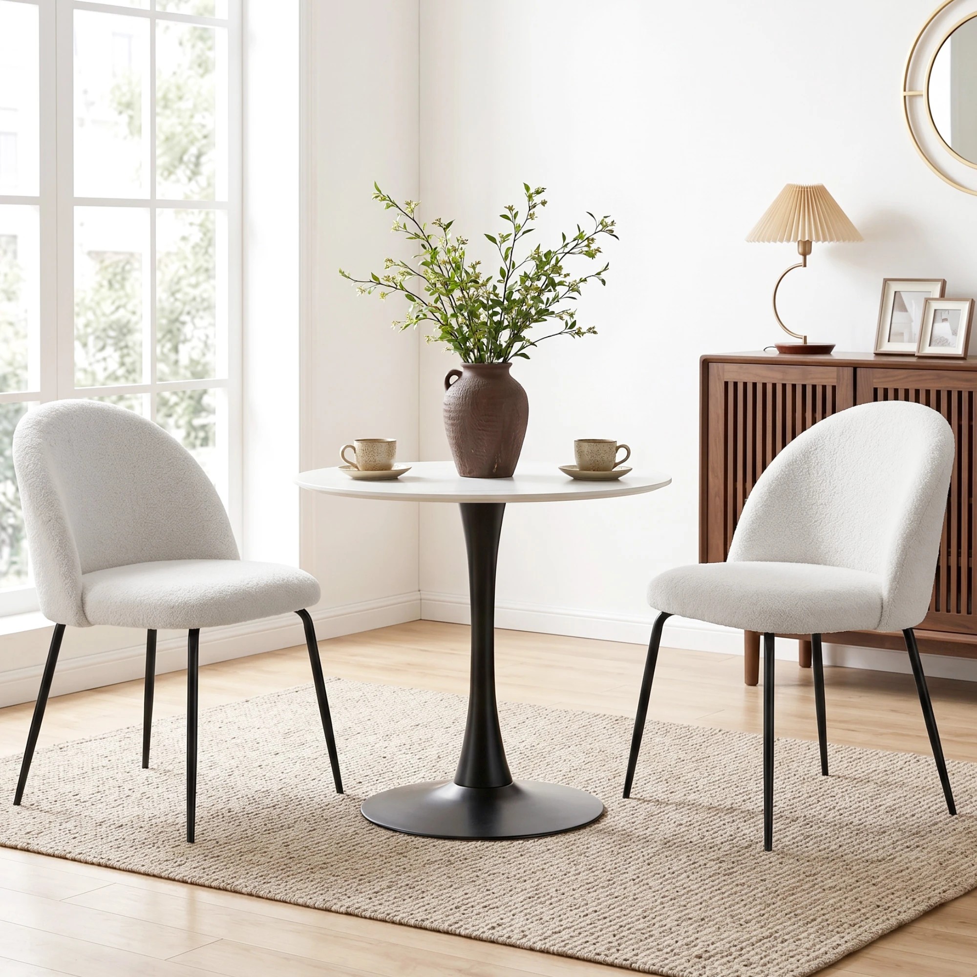 7 Artiss Dining Chairs Set of 6 Sherpa Boucle - White, 7 of 8