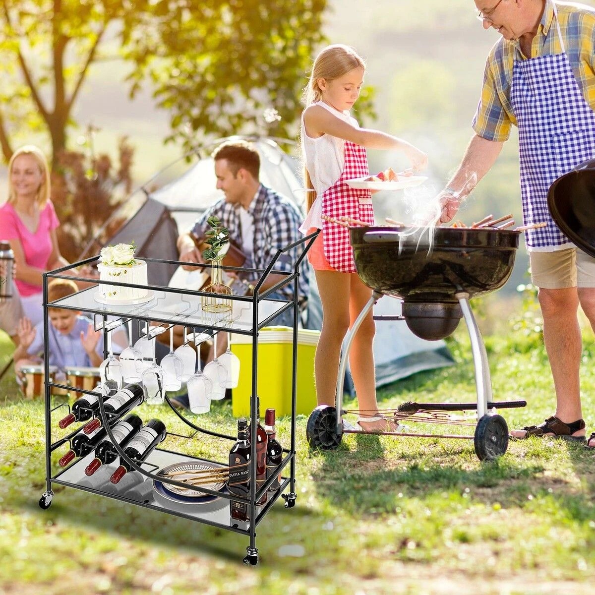 4 Ausway Mobile Bar Cart Drinks Trolley, 4 of 7